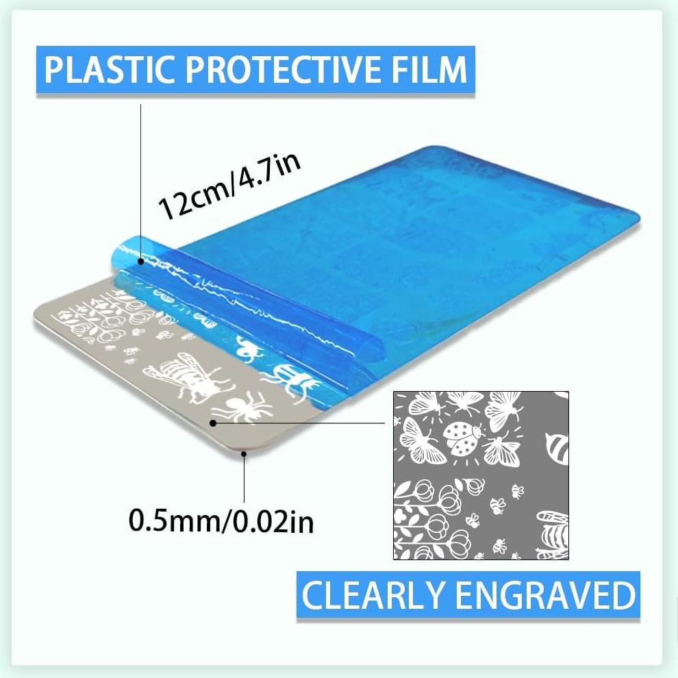 Plantillas de Estampado de Uñas PH PandaHall 3 Piezas Insectos