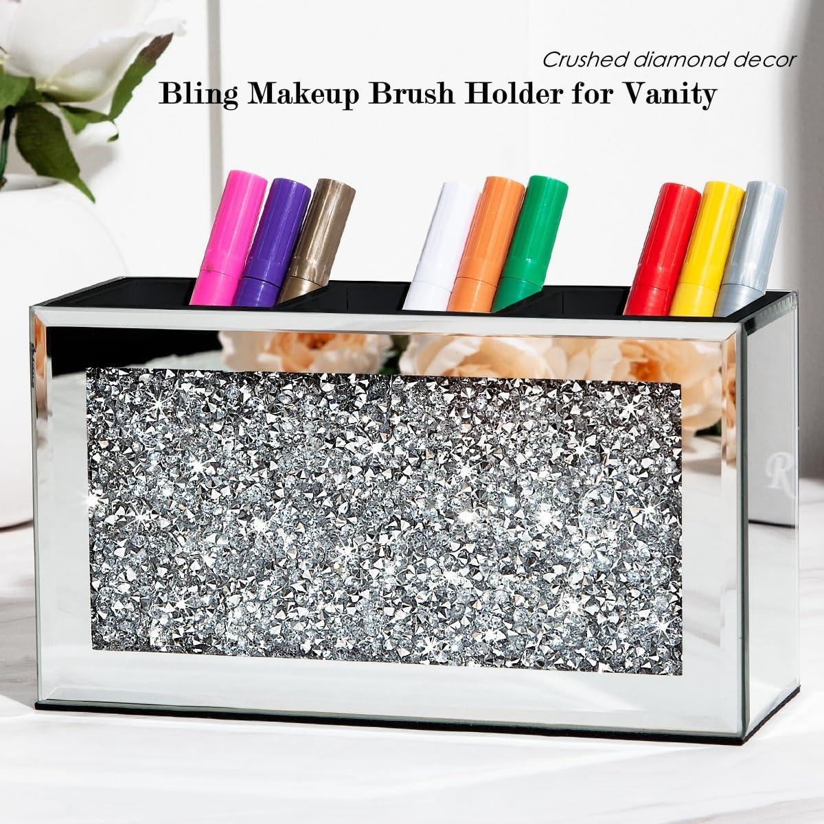 Organizador de Brochas de Maquillaje SHYFOY Espejado 3 Ranuras