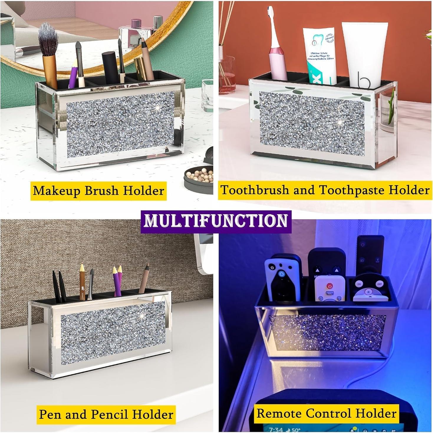 Organizador de Brochas de Maquillaje SHYFOY Espejado 3 Ranuras