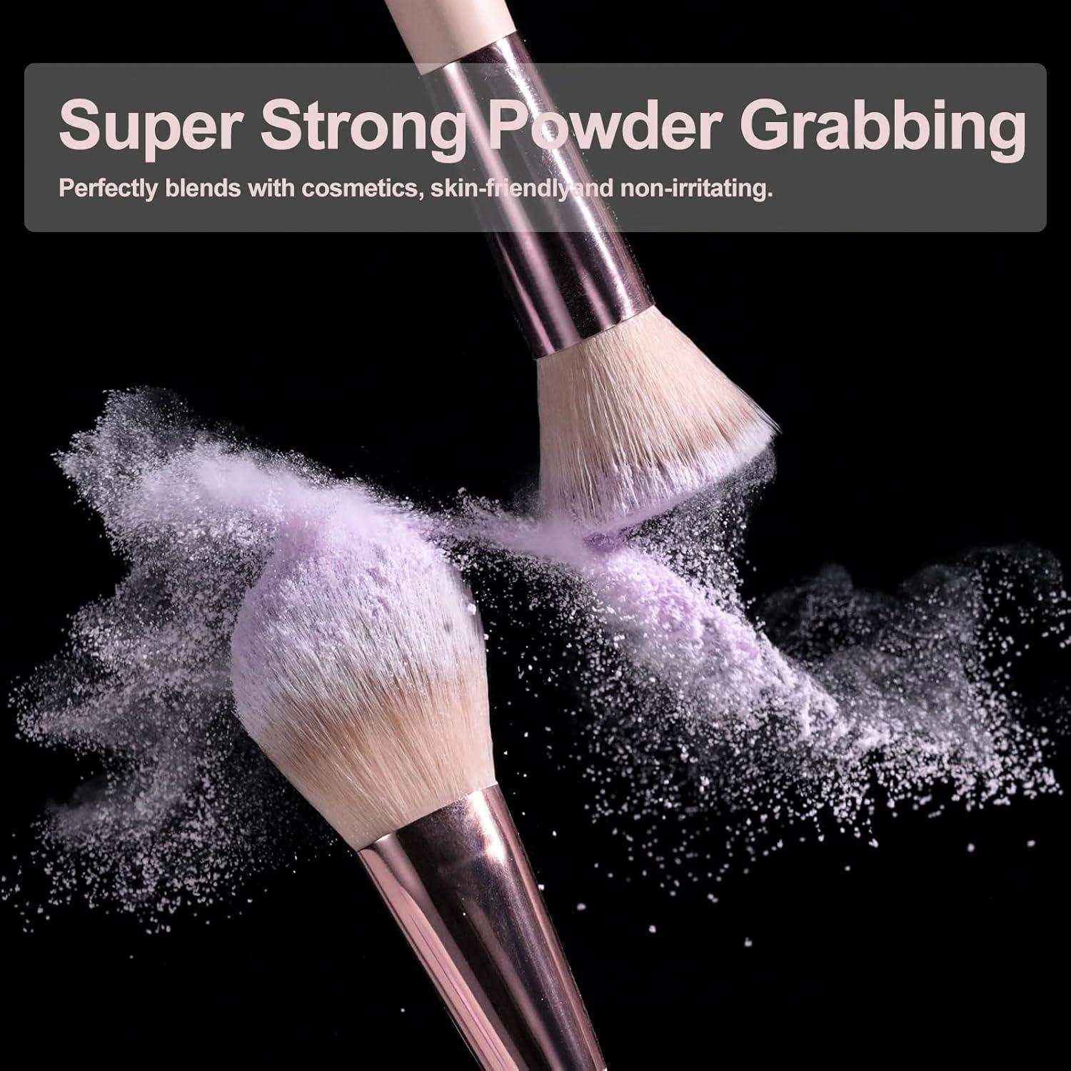 Juego de Brochas de Maquillaje BS-MALL con Espejo LED 14 Pcs