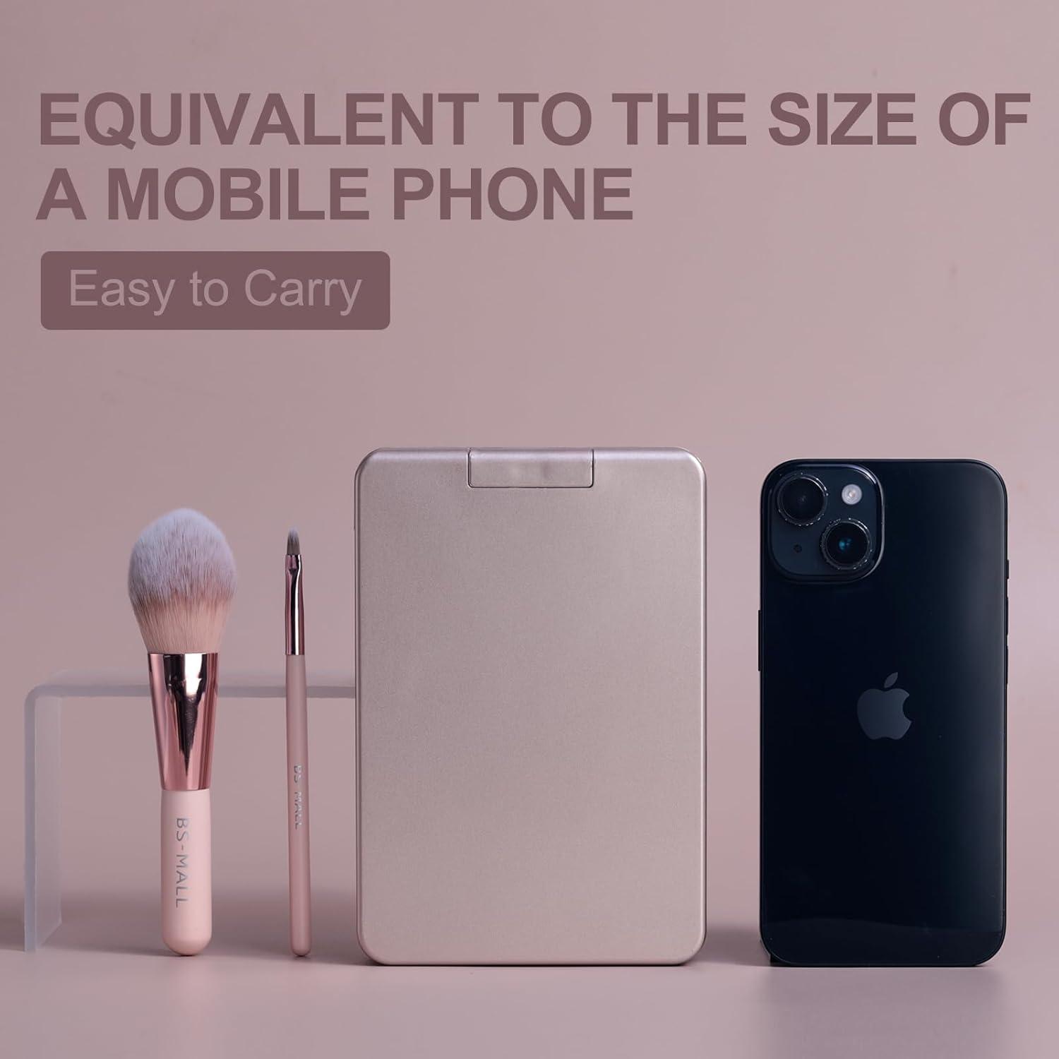 Juego de Brochas de Maquillaje BS-MALL con Espejo LED 14 Pcs