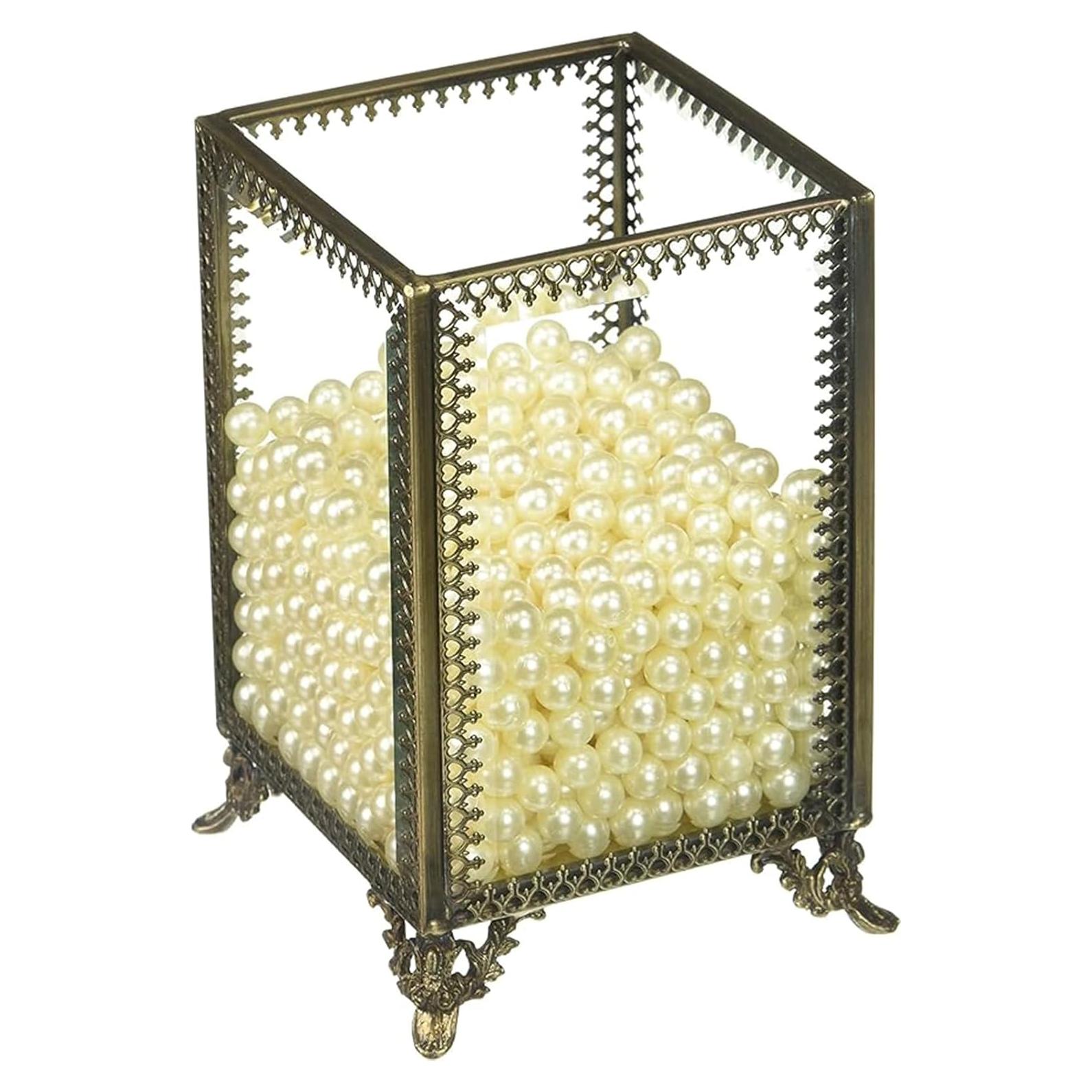 Organizador de Maquillaje PuTwo Vintage con Perlas - 15 a 25 brochas