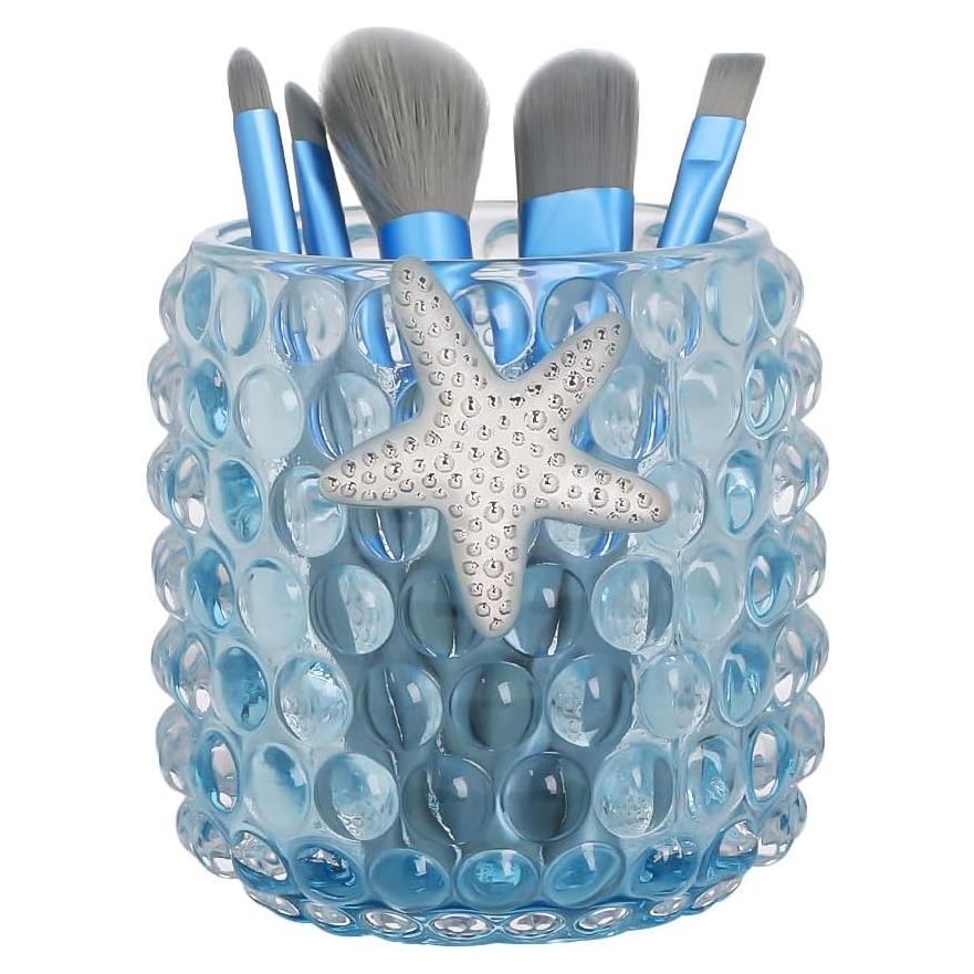 Soporte para Brochas de Maquillaje Fvstar Vidrio Azul Claro