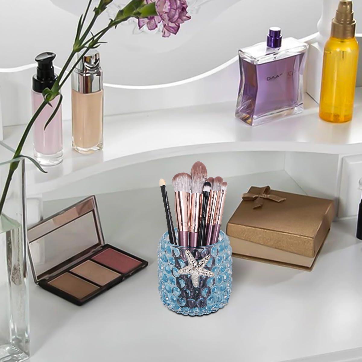 Soporte para Brochas de Maquillaje Fvstar Vidrio Azul Claro