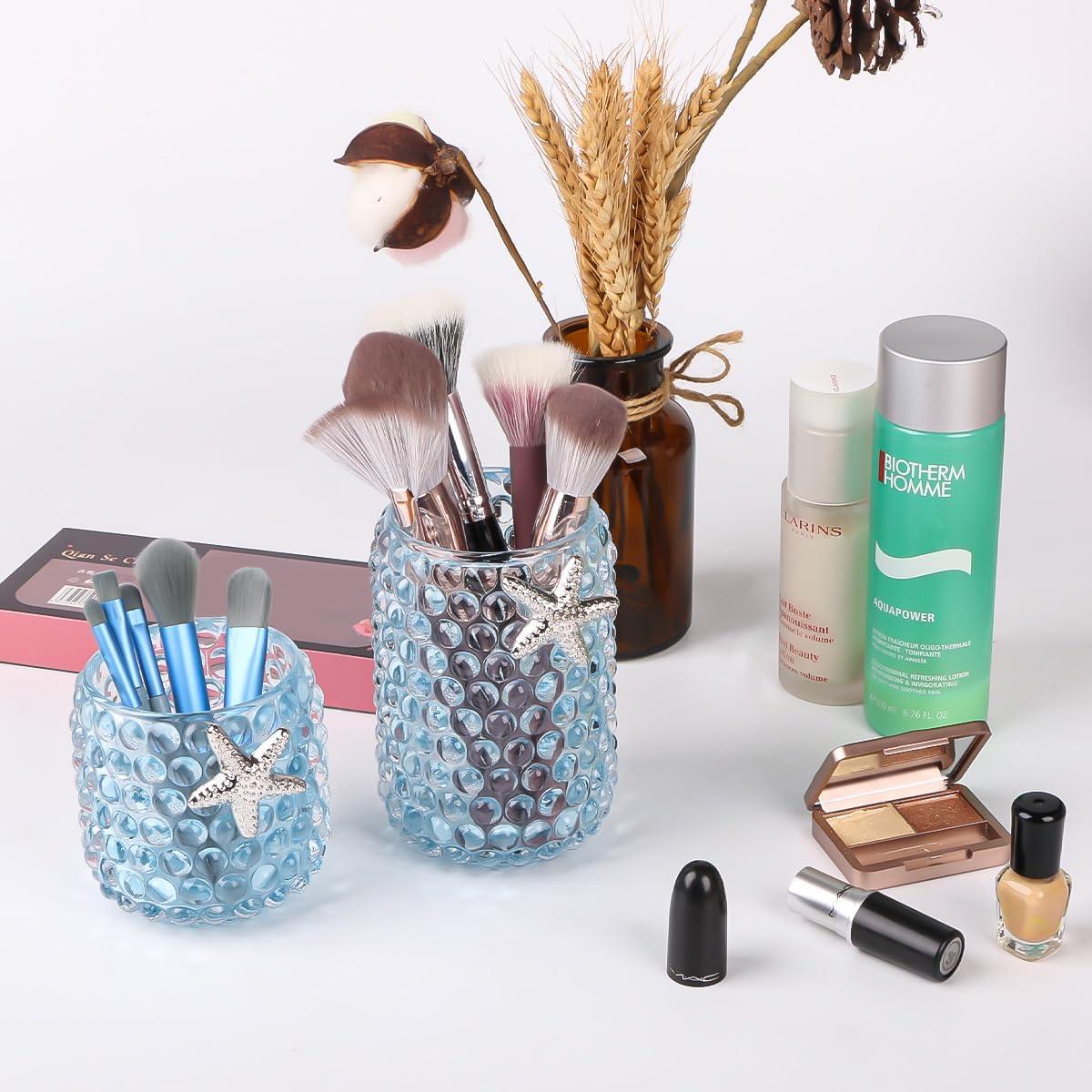 Soporte para Brochas de Maquillaje Fvstar Vidrio Azul Claro