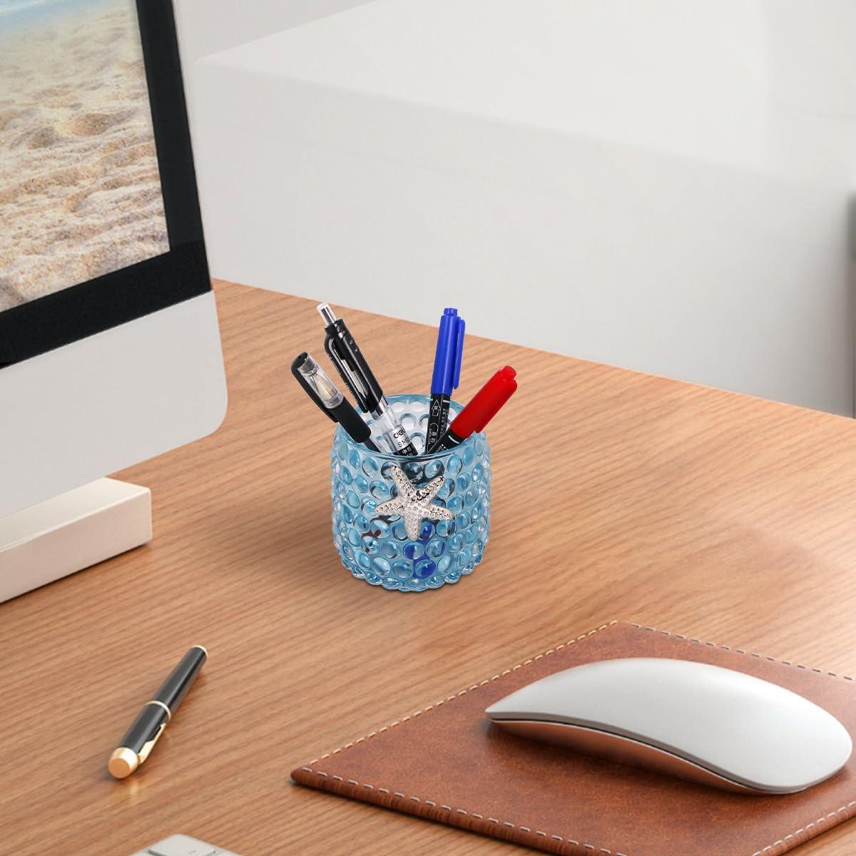 Soporte para Brochas de Maquillaje Fvstar Vidrio Azul Claro