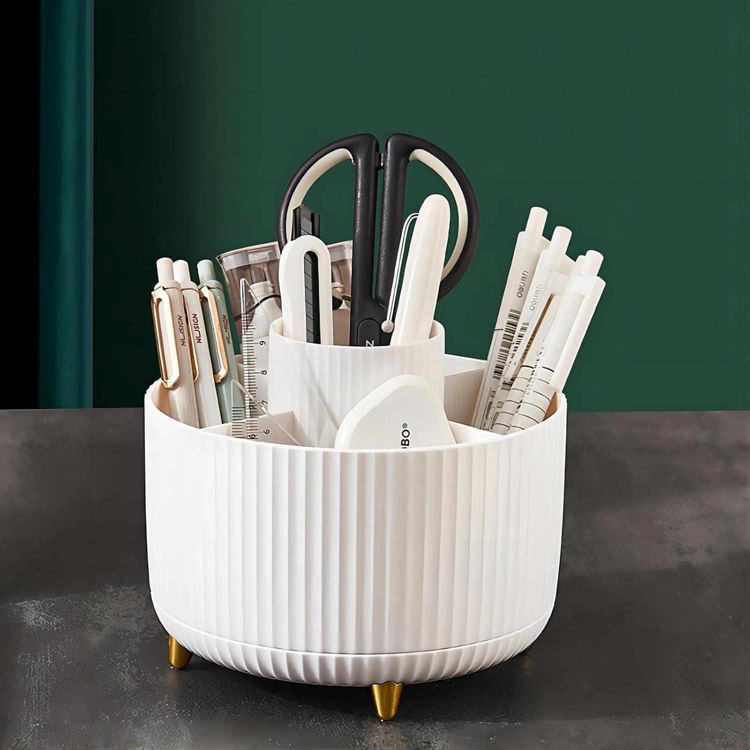 Soporte Organizador de Brochas DASITON Blanco 360° 5 Compartimentos