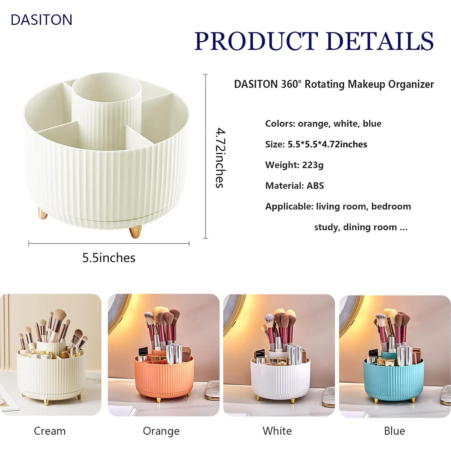 Soporte Organizador de Brochas DASITON Blanco 360° 5 Compartimentos