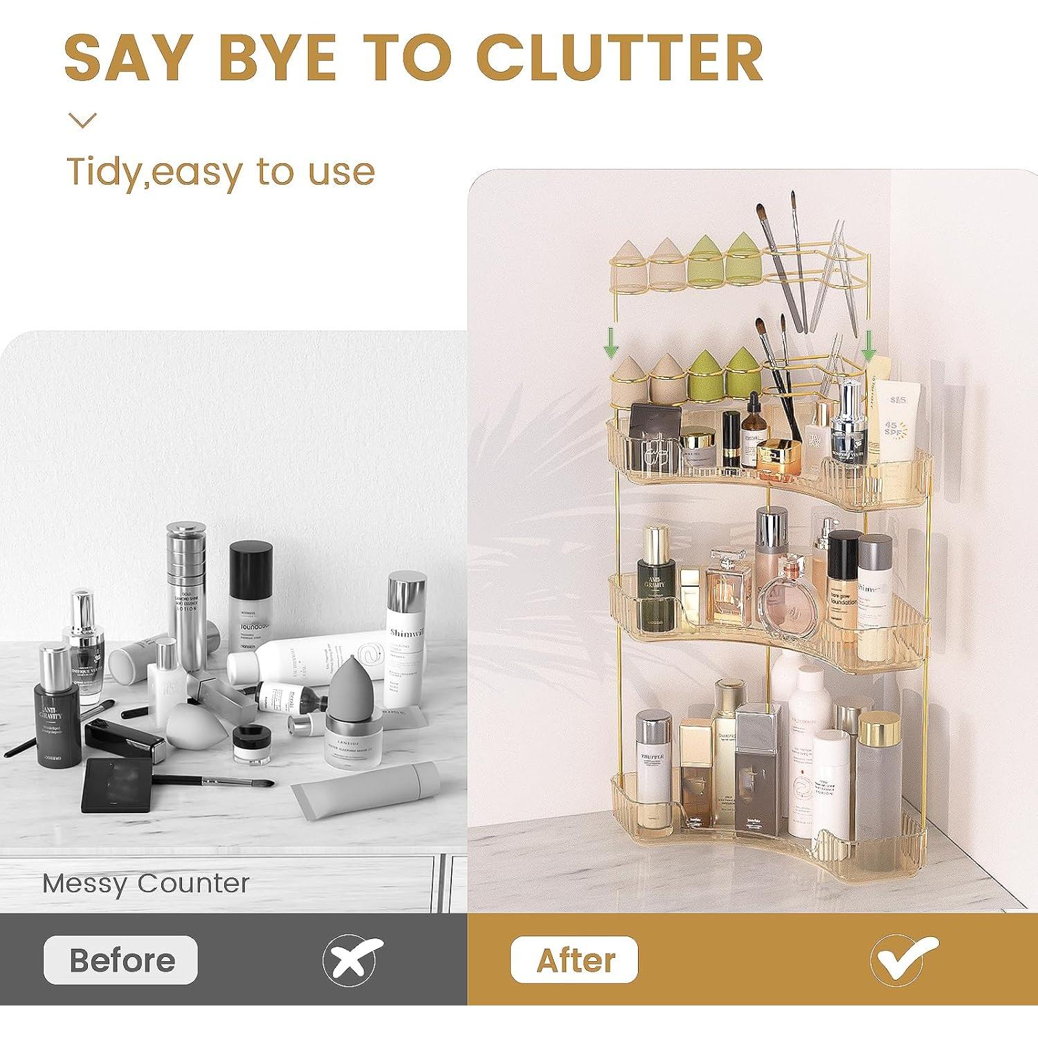 Organizador de Maquillaje en Esquina Nature's Source 3 Niveles Oro Ámbar