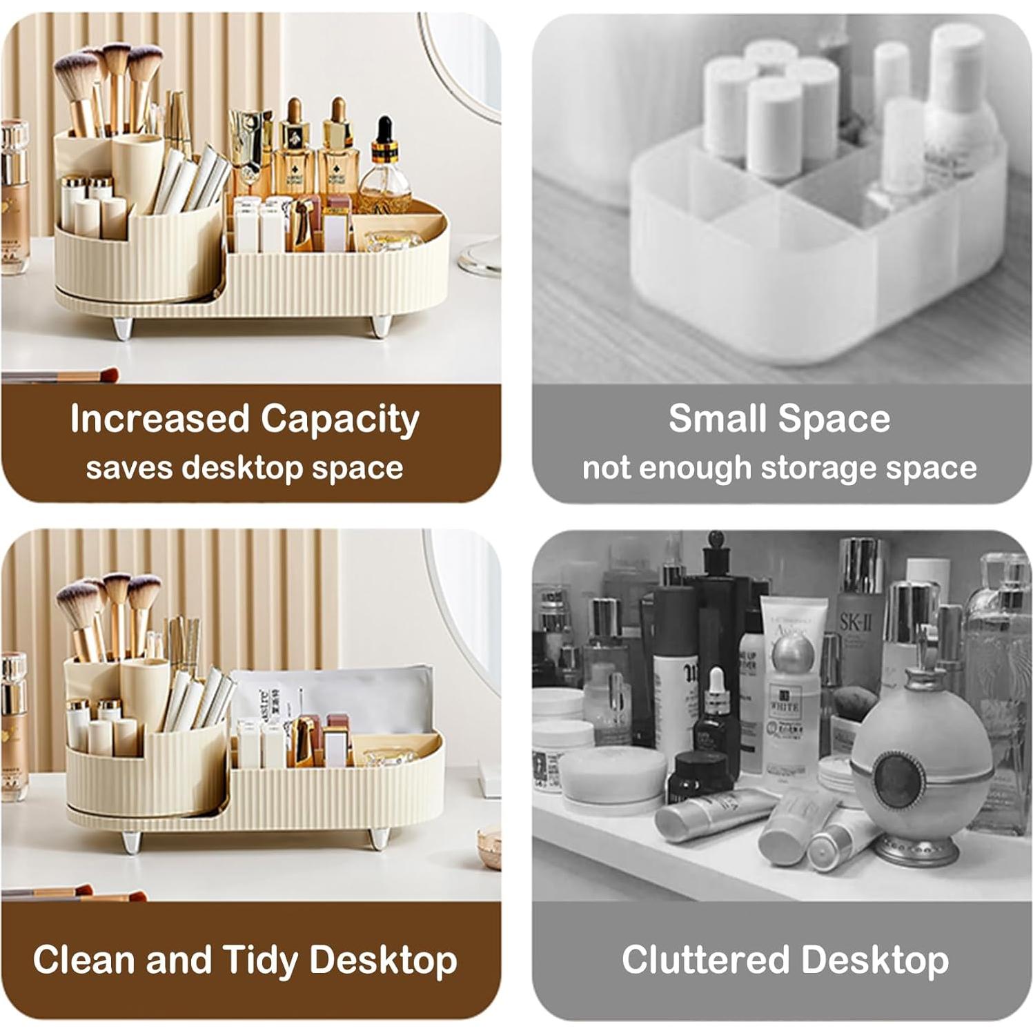 Organizador de Maquillaje Rotatorio 360° COMFYROOM Marfil