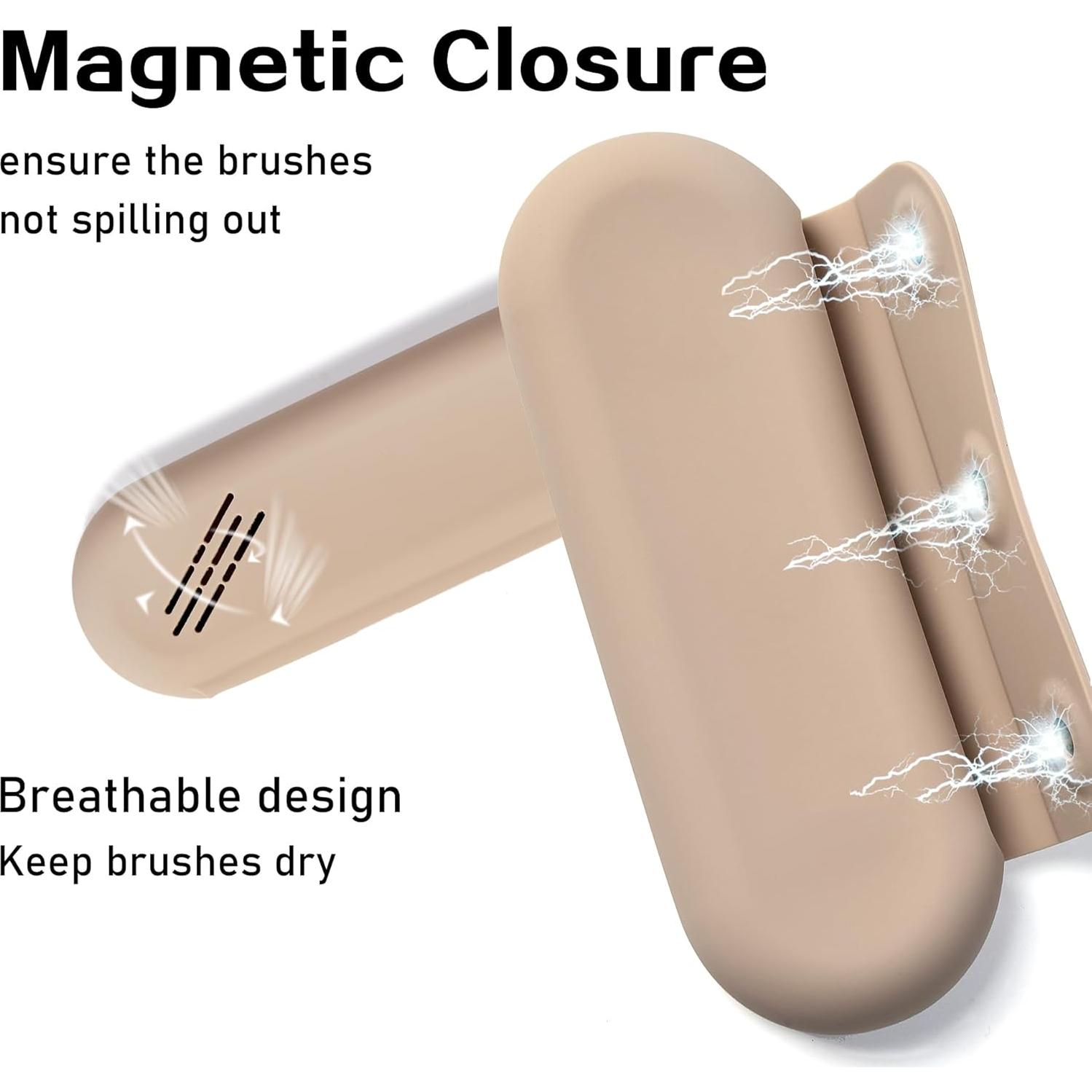 Soporte para Brochas de Maquillaje Silicona Caqui 20.6x8.1x3 cm