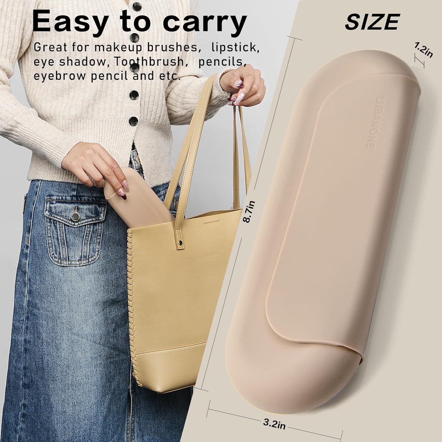 Soporte para Brochas de Maquillaje Silicona Caqui 20.6x8.1x3 cm