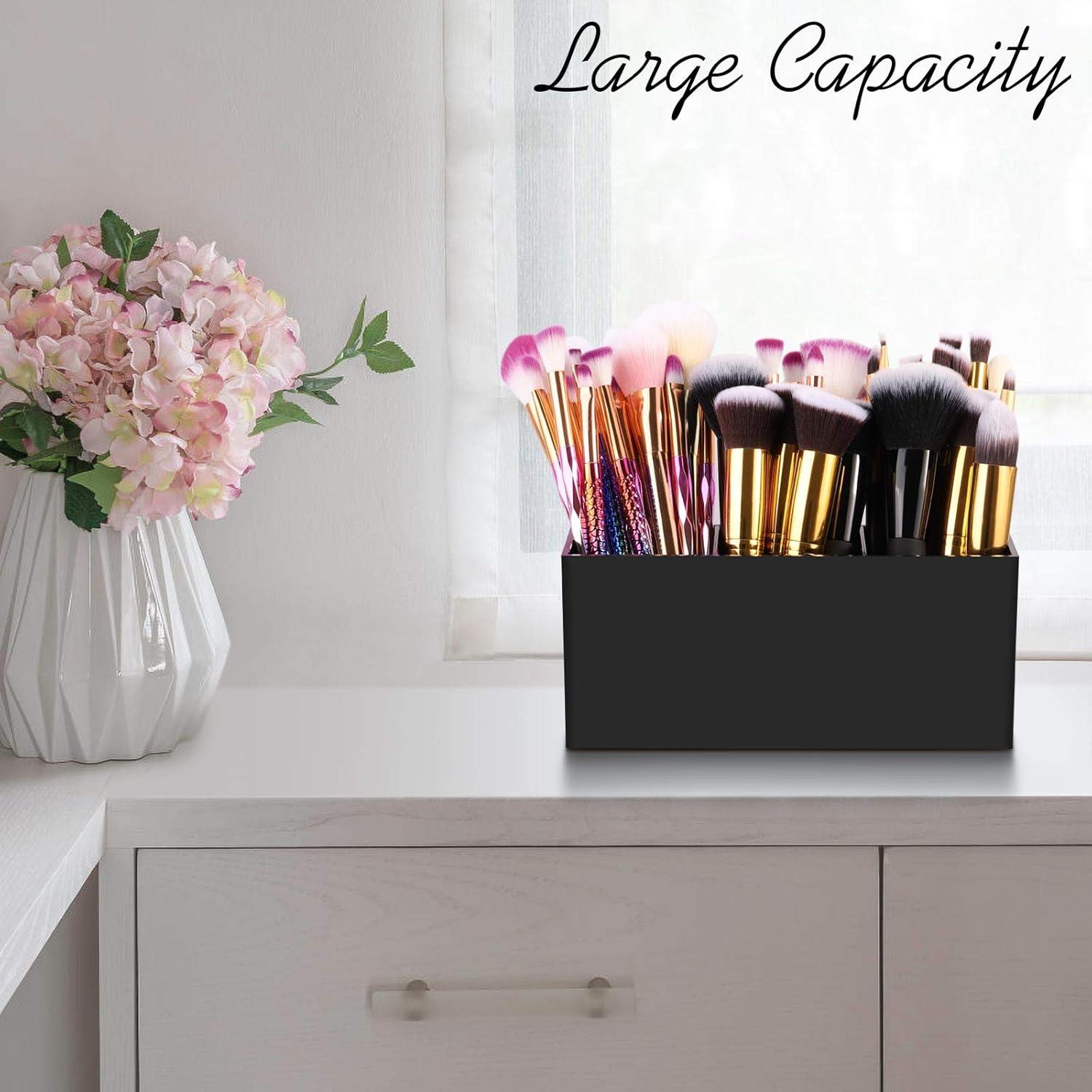 Organizador de Brochas de Maquillaje Tbestmax 3 Compartimentos Negro