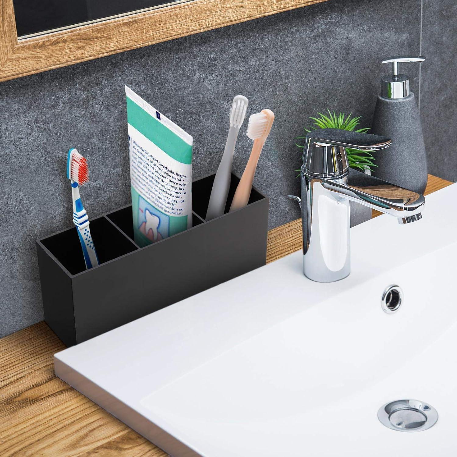 Organizador de Brochas de Maquillaje Tbestmax 3 Compartimentos Negro