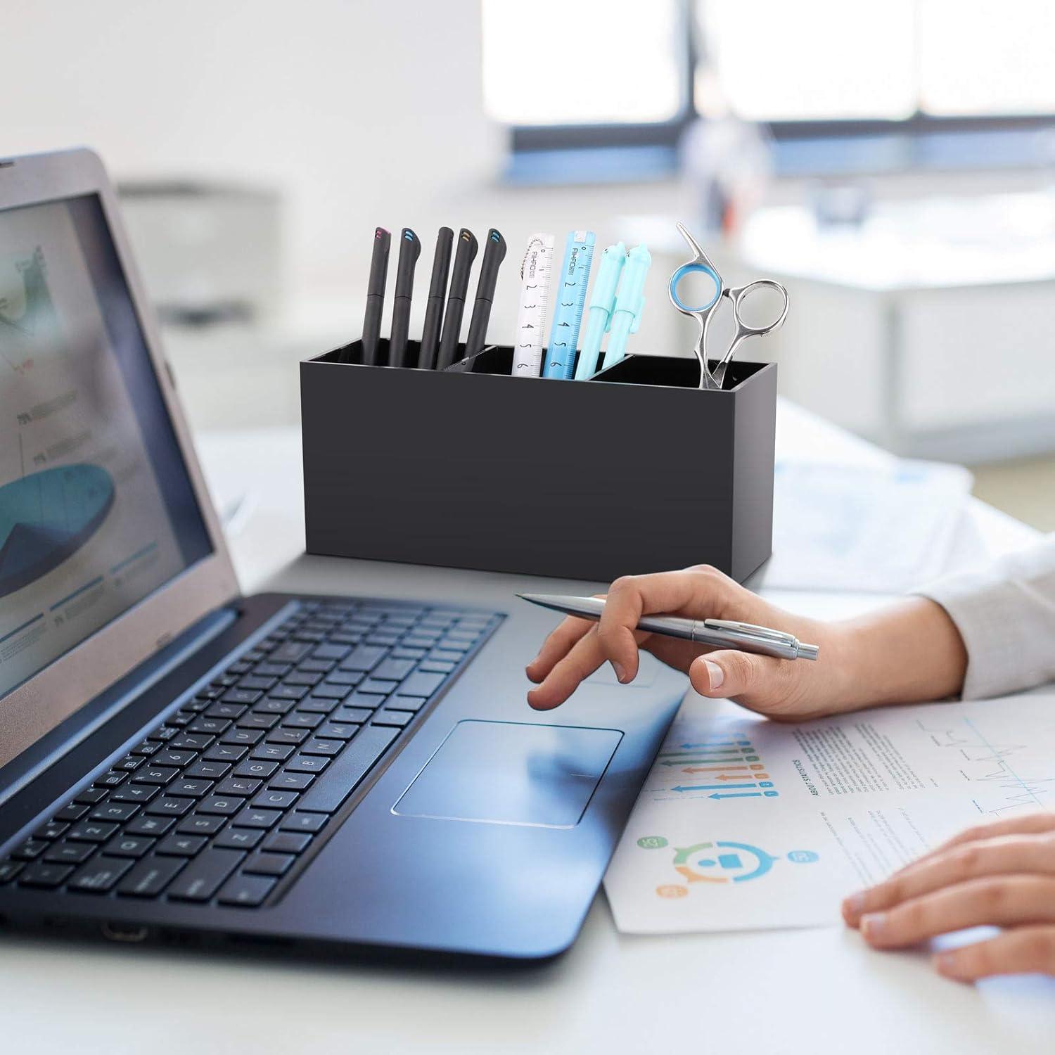 Organizador de Brochas de Maquillaje Tbestmax 3 Compartimentos Negro