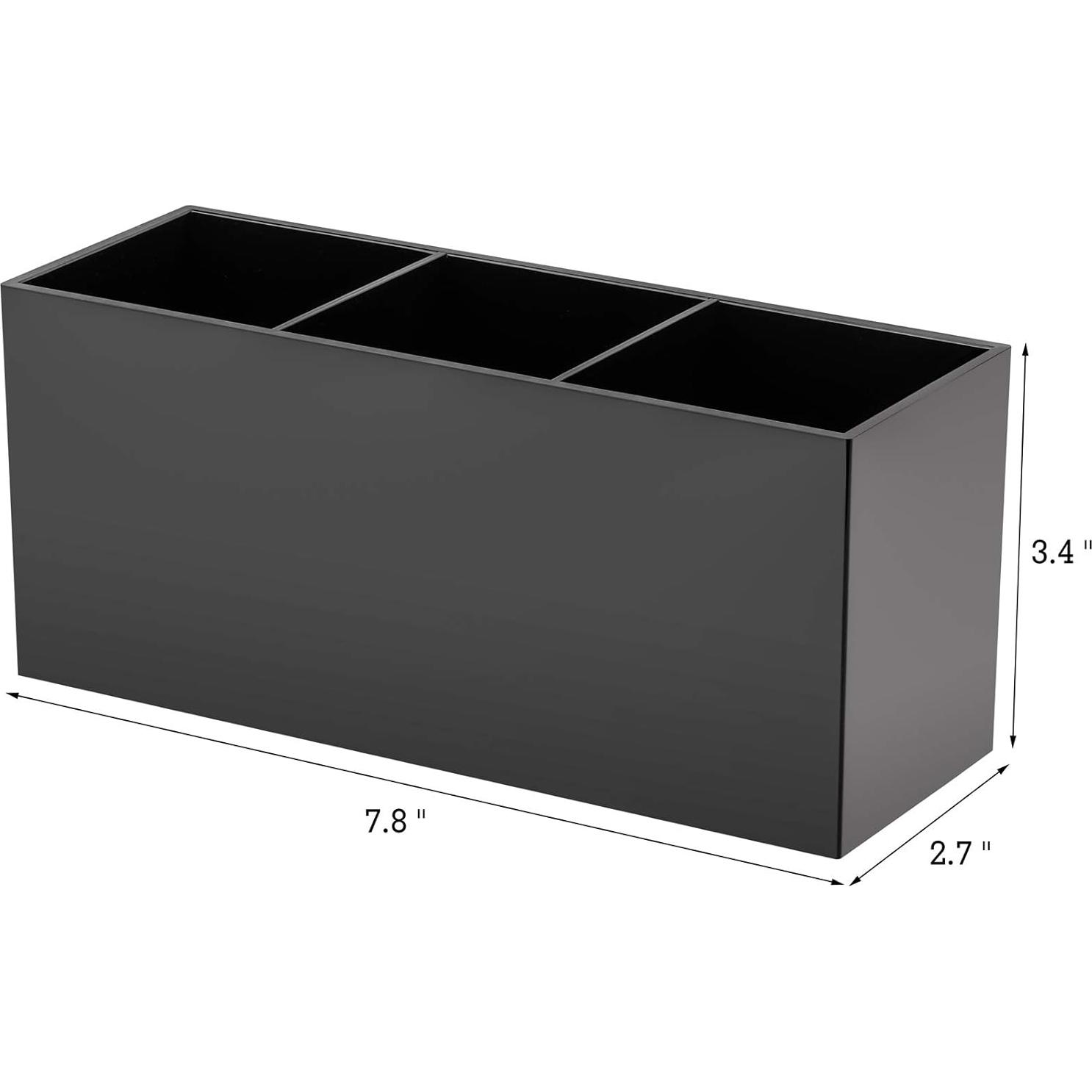 Organizador de Brochas de Maquillaje Tbestmax 3 Compartimentos Negro