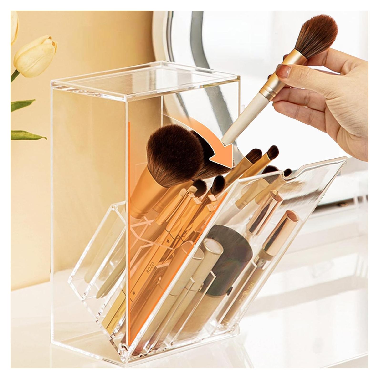 Soporte para Brochas de Maquillaje VORA Acrílico Transparente 17 Ranuras