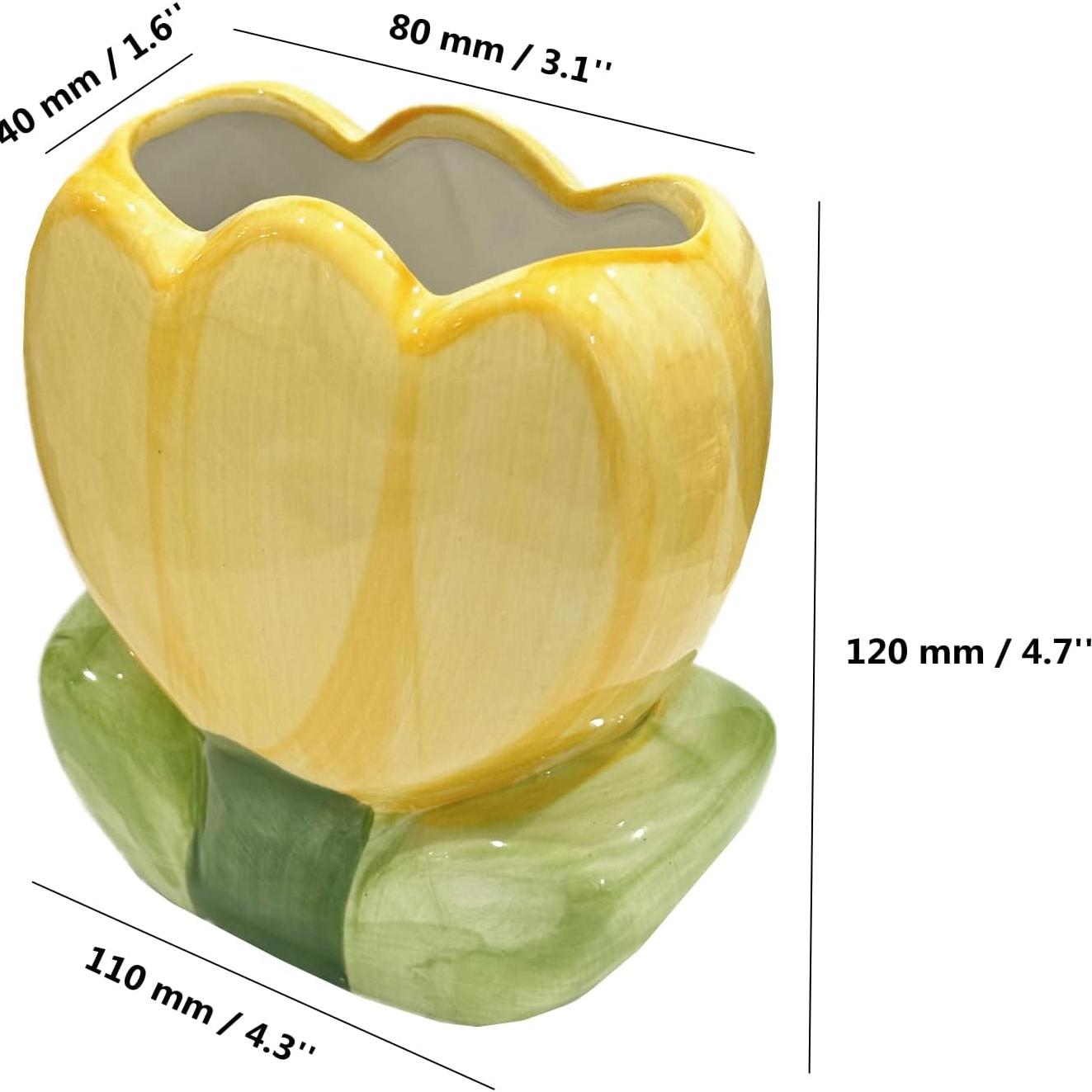 Soporte de Brochas de Maquillaje TANG SONG Cerámica Amarillo