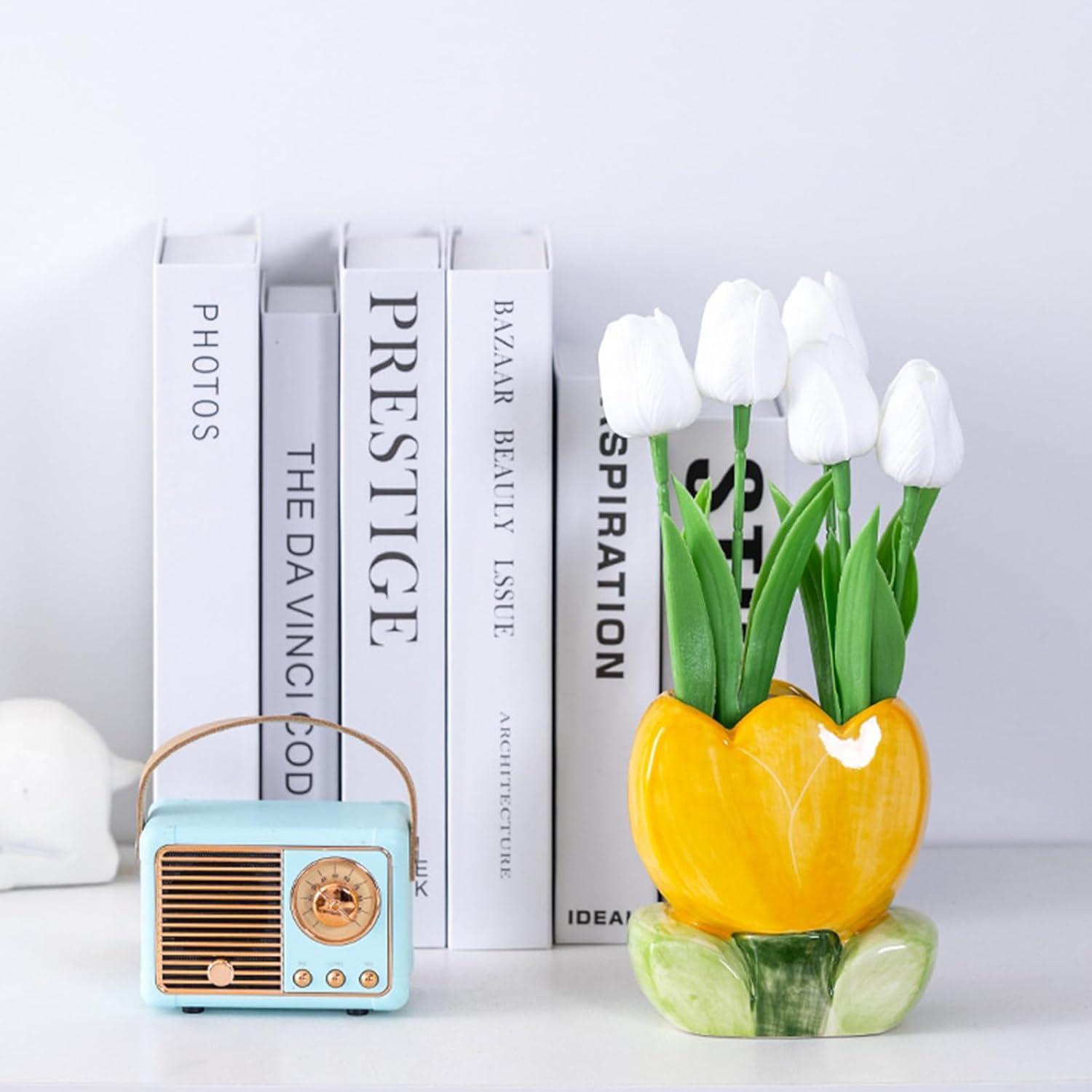 Soporte de Brochas de Maquillaje TANG SONG Cerámica Amarillo