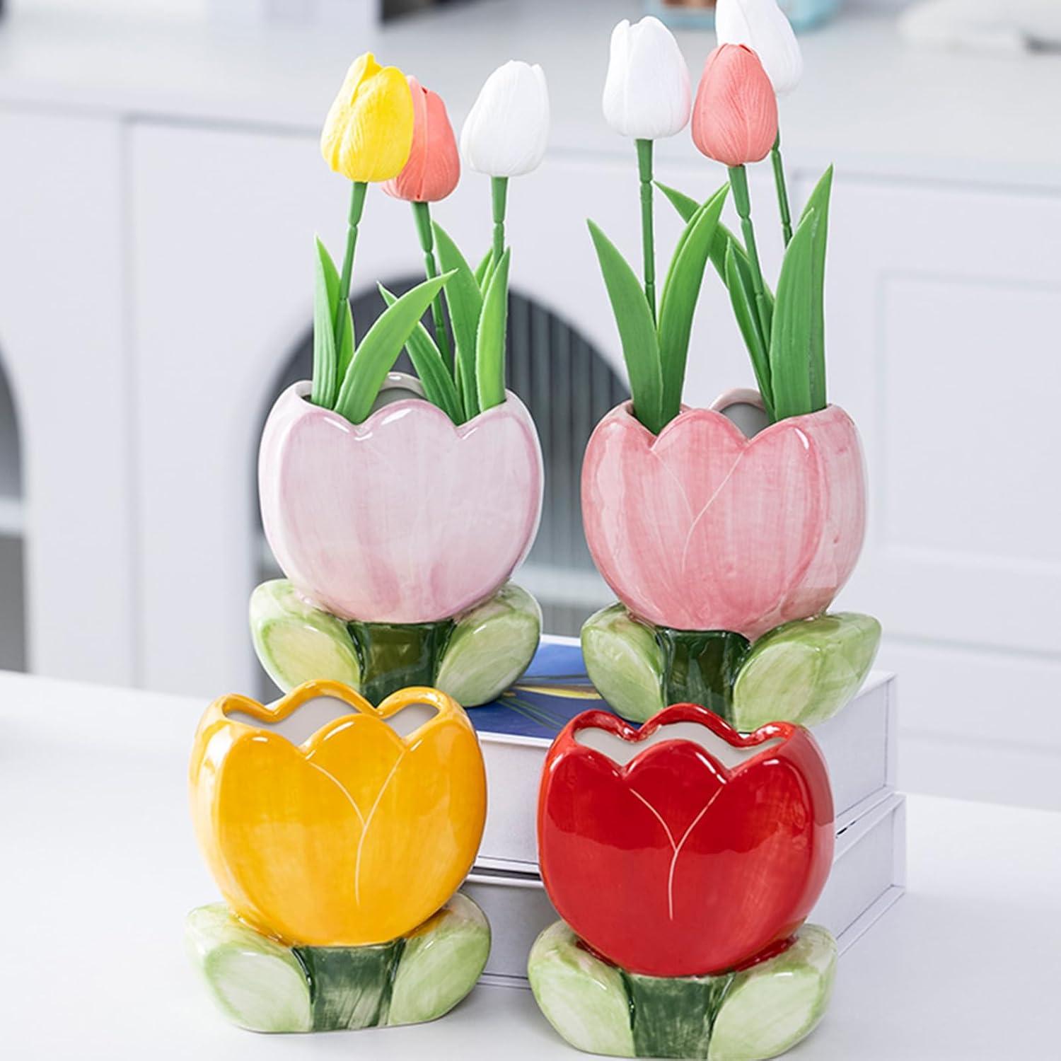 Soporte de Brochas de Maquillaje TANG SONG Cerámica Amarillo