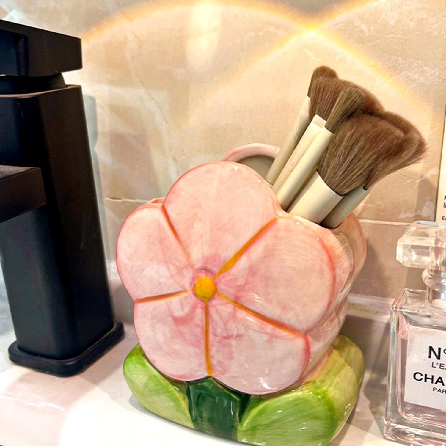 Soporte para Brochas de Maquillaje TANG SONG Cerámica Rosa