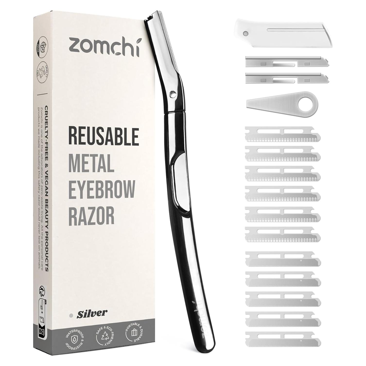 Rasuradora Facial ZOMCHI Plata Pulida con 11 Cuchillas Repuesto