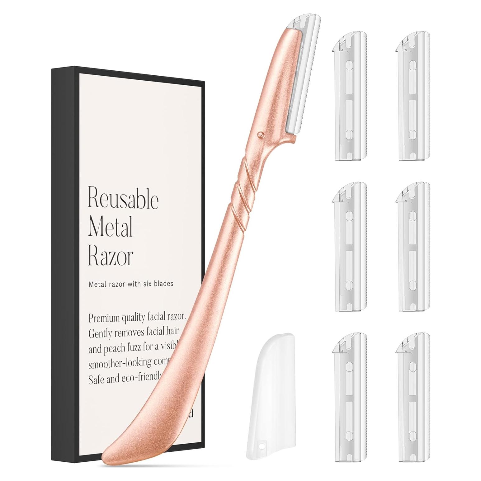 Cuchilla de Cejas ENNVA Oro Rosa con 7 Cuchillas Reemplazables