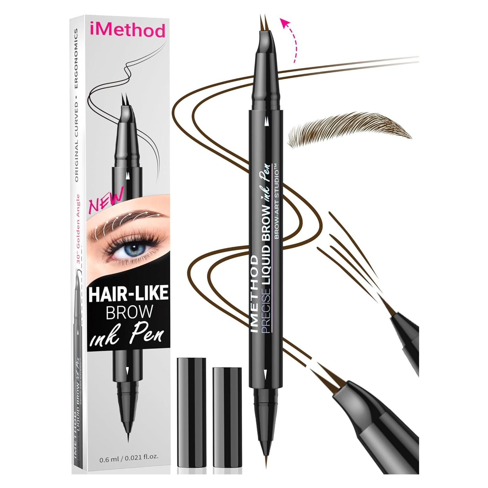 Lápiz de Cejas Curvado iMethod - Marrón Oscuro, Doble Punta