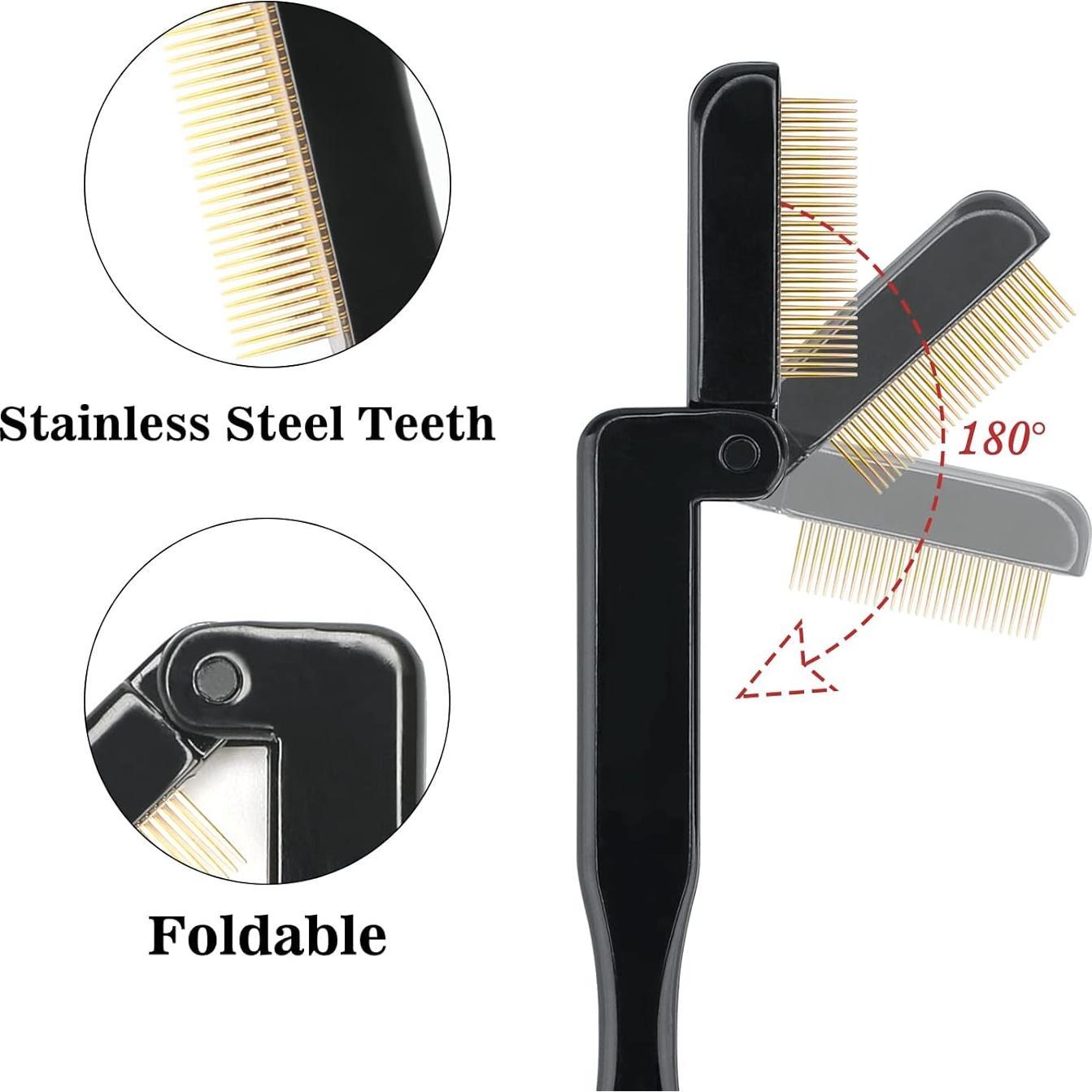 Peine Plegable para Pestañas G2PLUS 2PCS Metal Negro