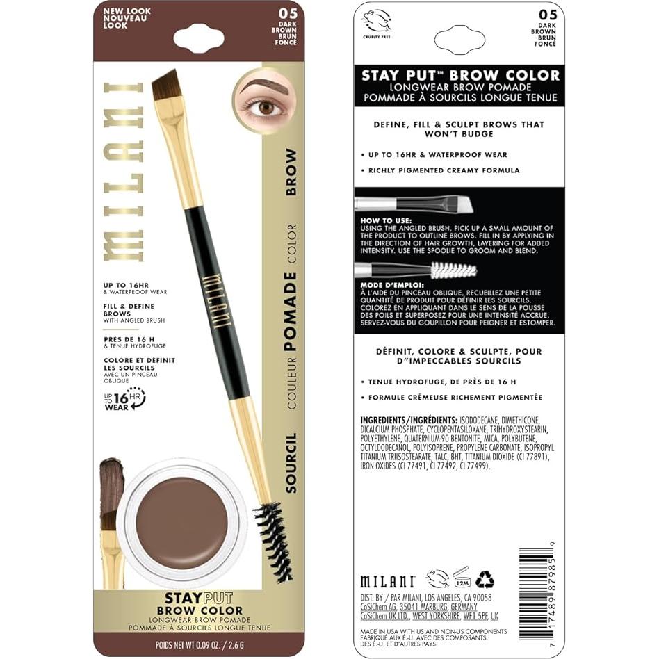 Color de Cejas Milani Stay Put - Marrón Oscuro 2.54g Vegano