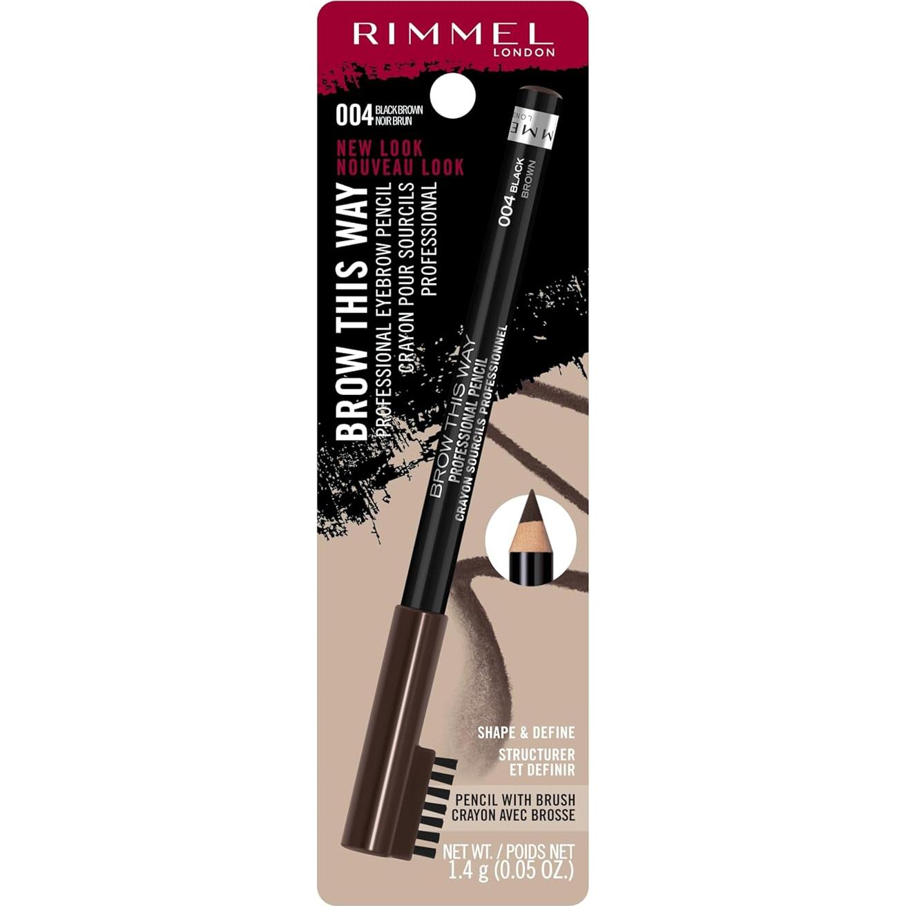 Lápiz de Cejas Rimmel London Brow This Way 1.42g Marrón Negro