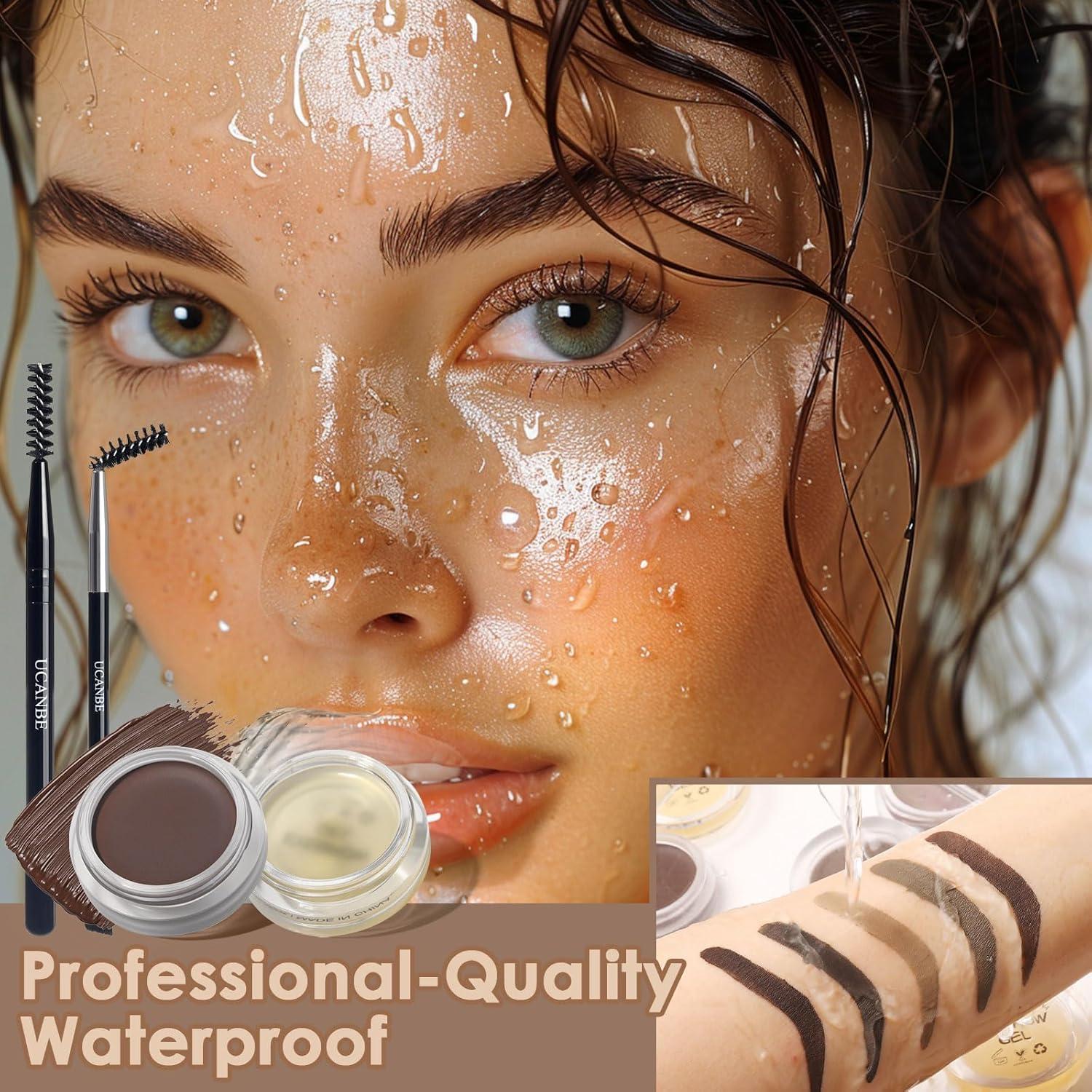 Kit de Cejas 2 en 1 UCANBE Gel y Cera Marrón Impermeable