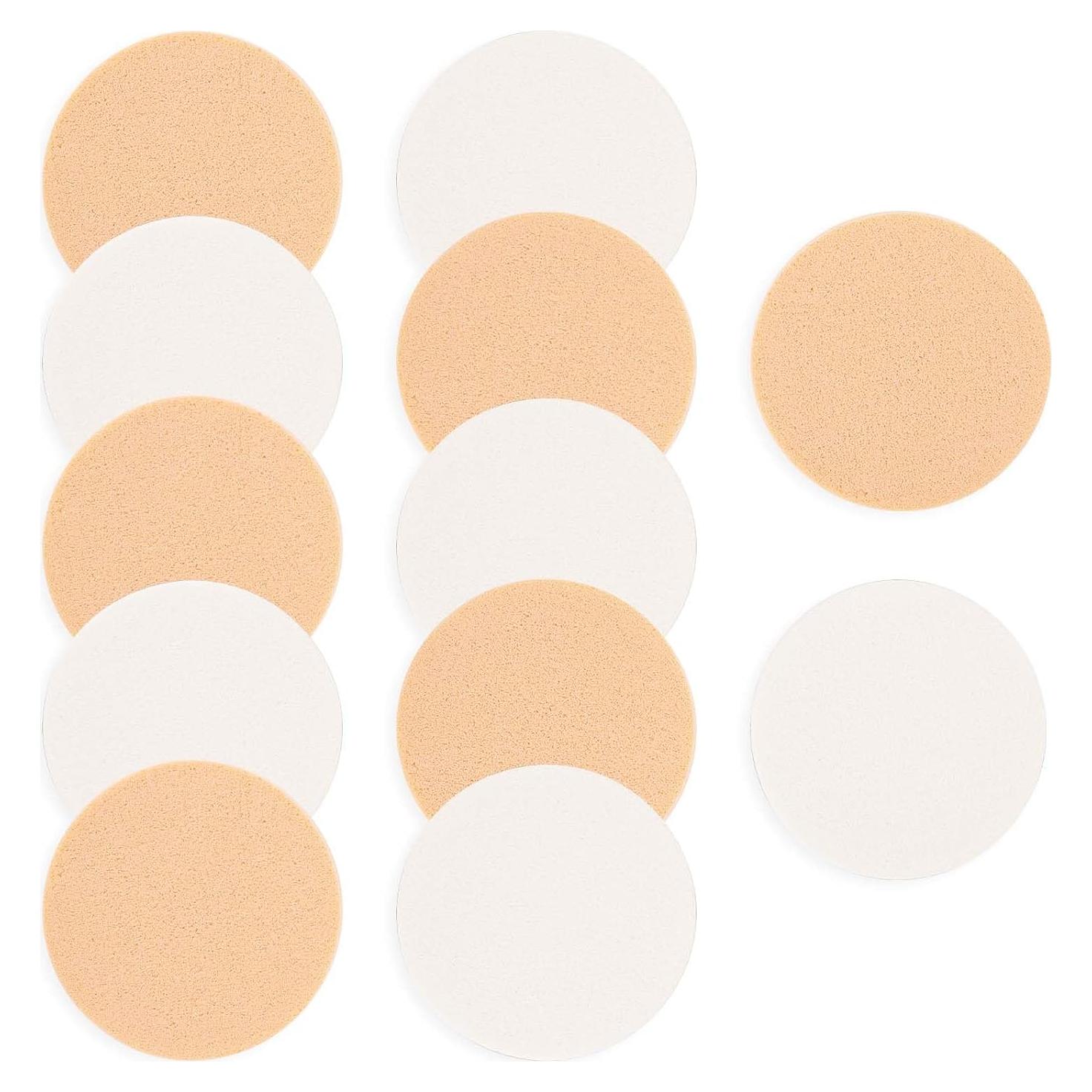 12 Esponjas Redondas de Maquillaje Sliverdew - Uso Húmedo y Seco