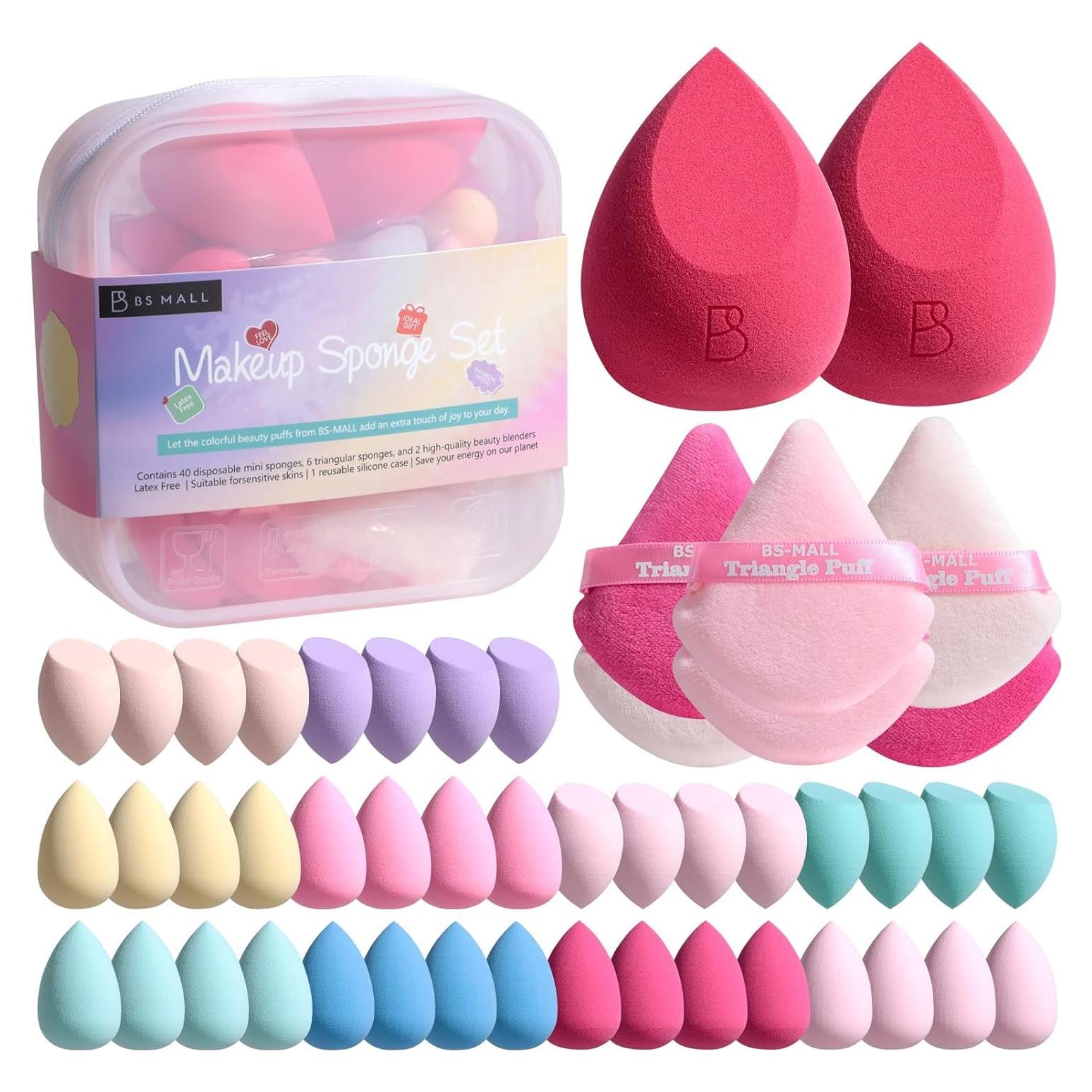 Set de 49 Esponjas de Maquillaje BS-MALL con Bolsa Impermeable