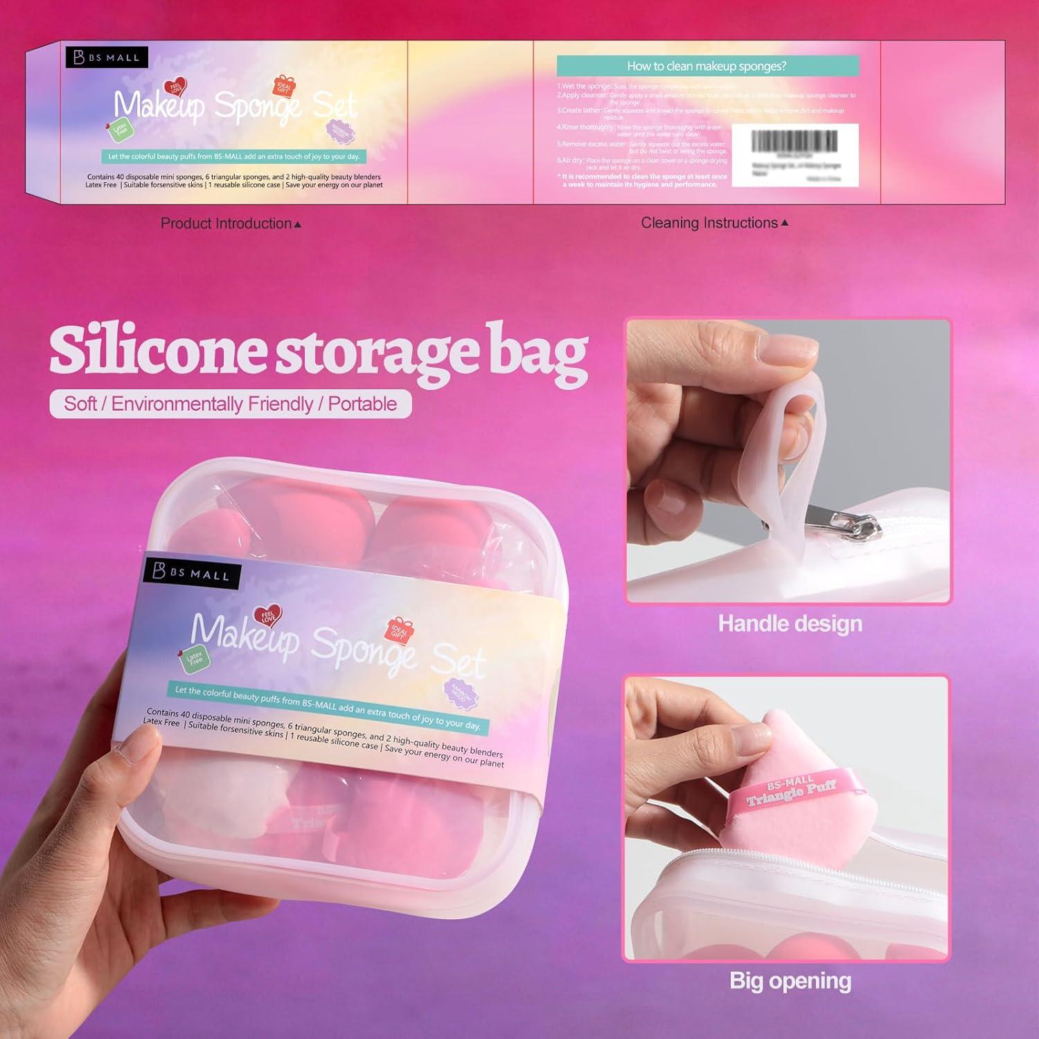 Set de 49 Esponjas de Maquillaje BS-MALL con Bolsa Impermeable