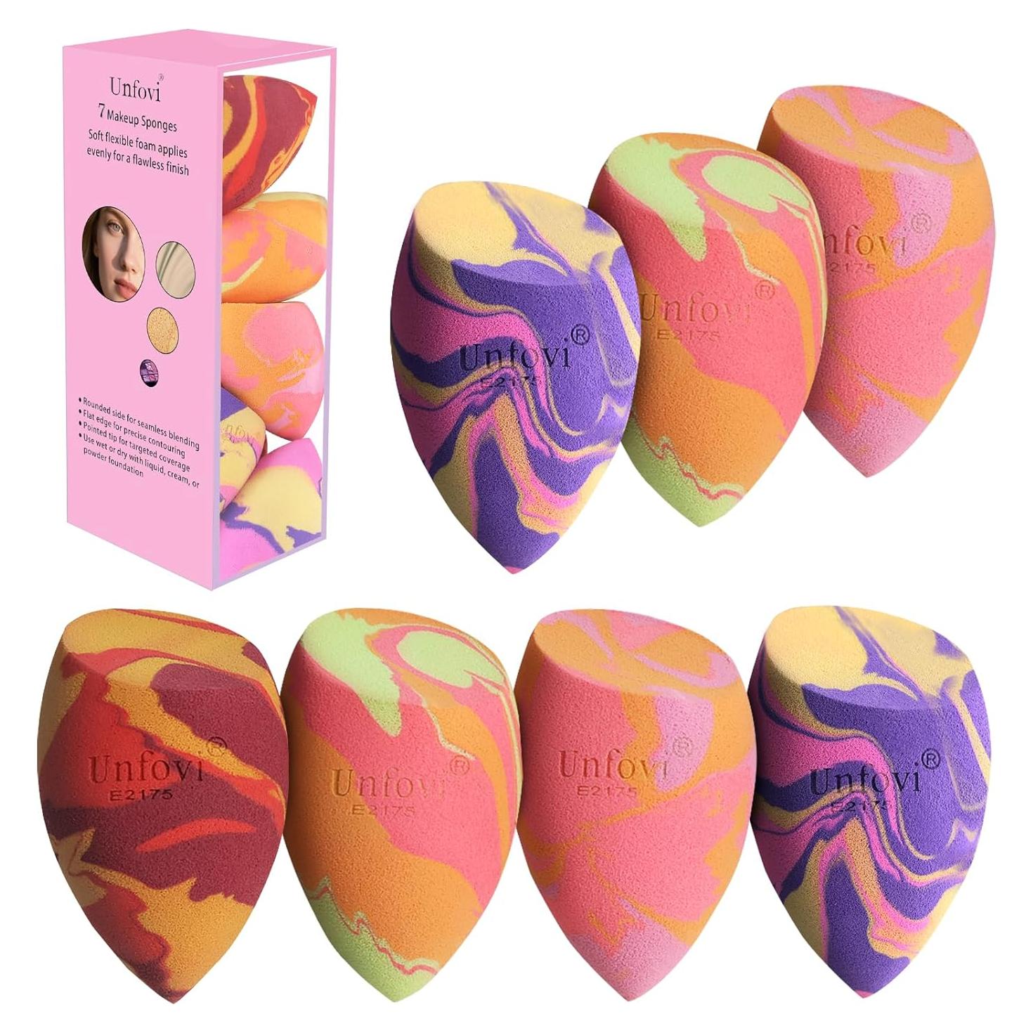 Juego de 7 Esponjas de Maquillaje Unfovi Tricolores