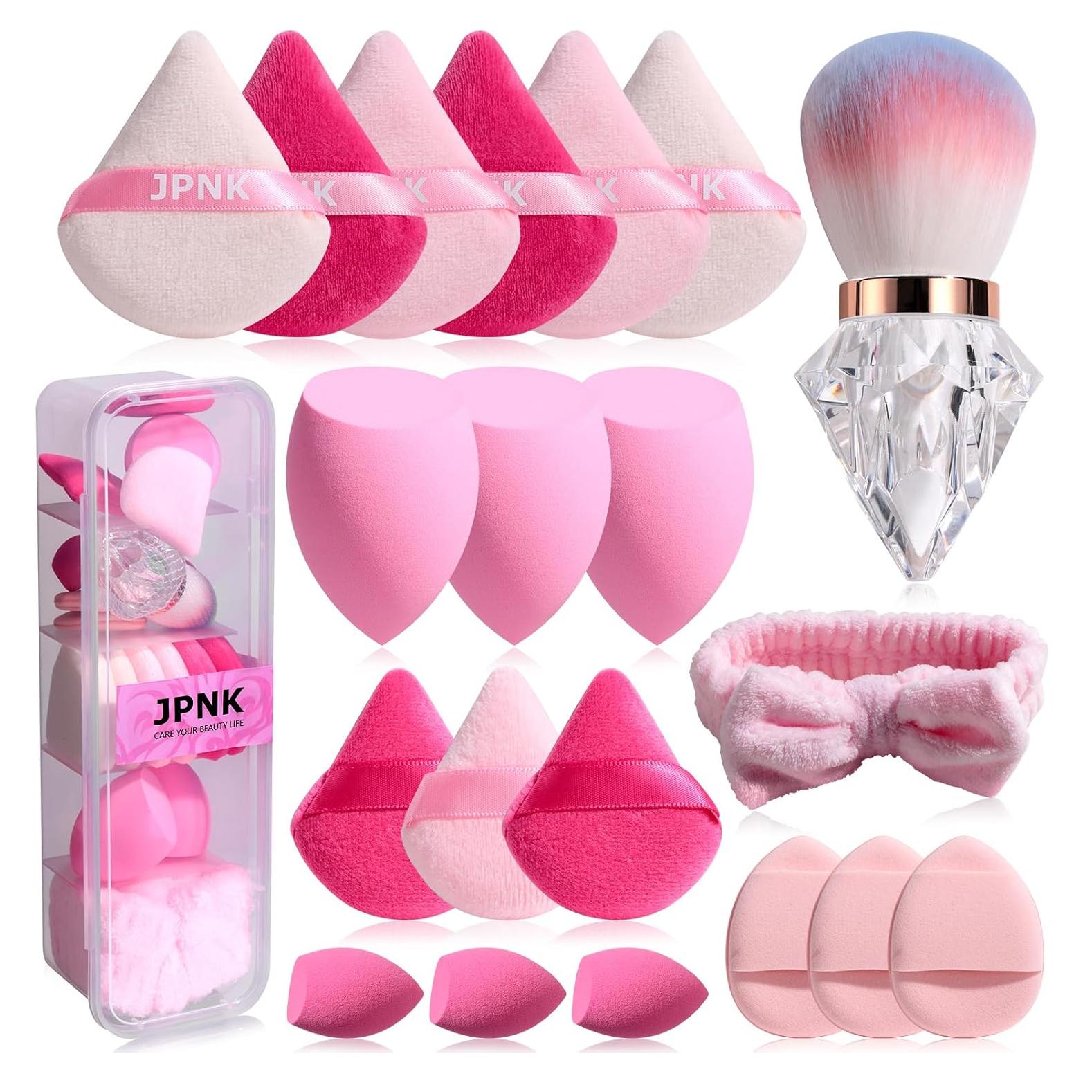 Juego de Esponjas de Maquillaje JPNK 20 Piezas con Brocha Kabuki