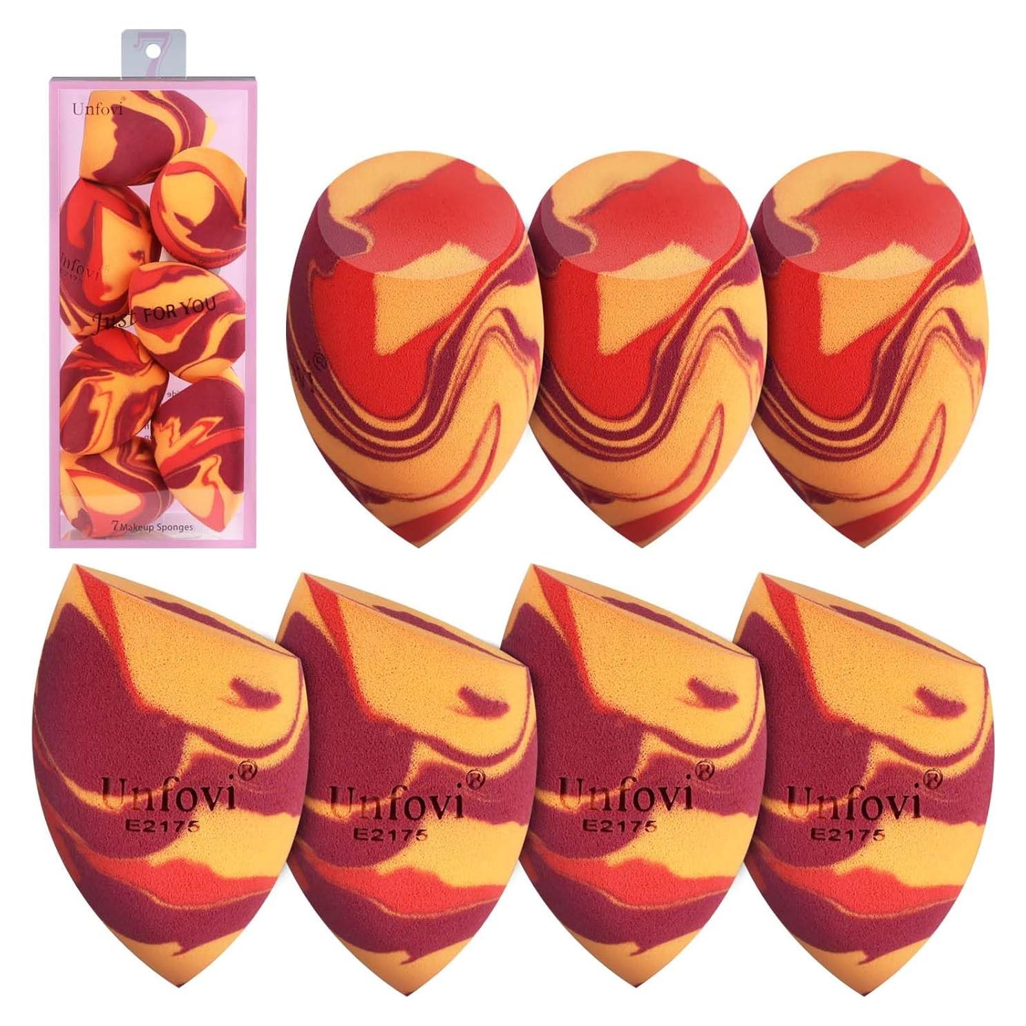 Esponjas de Maquillaje Tricolor Unfovi - 7 Piezas Sin Látex