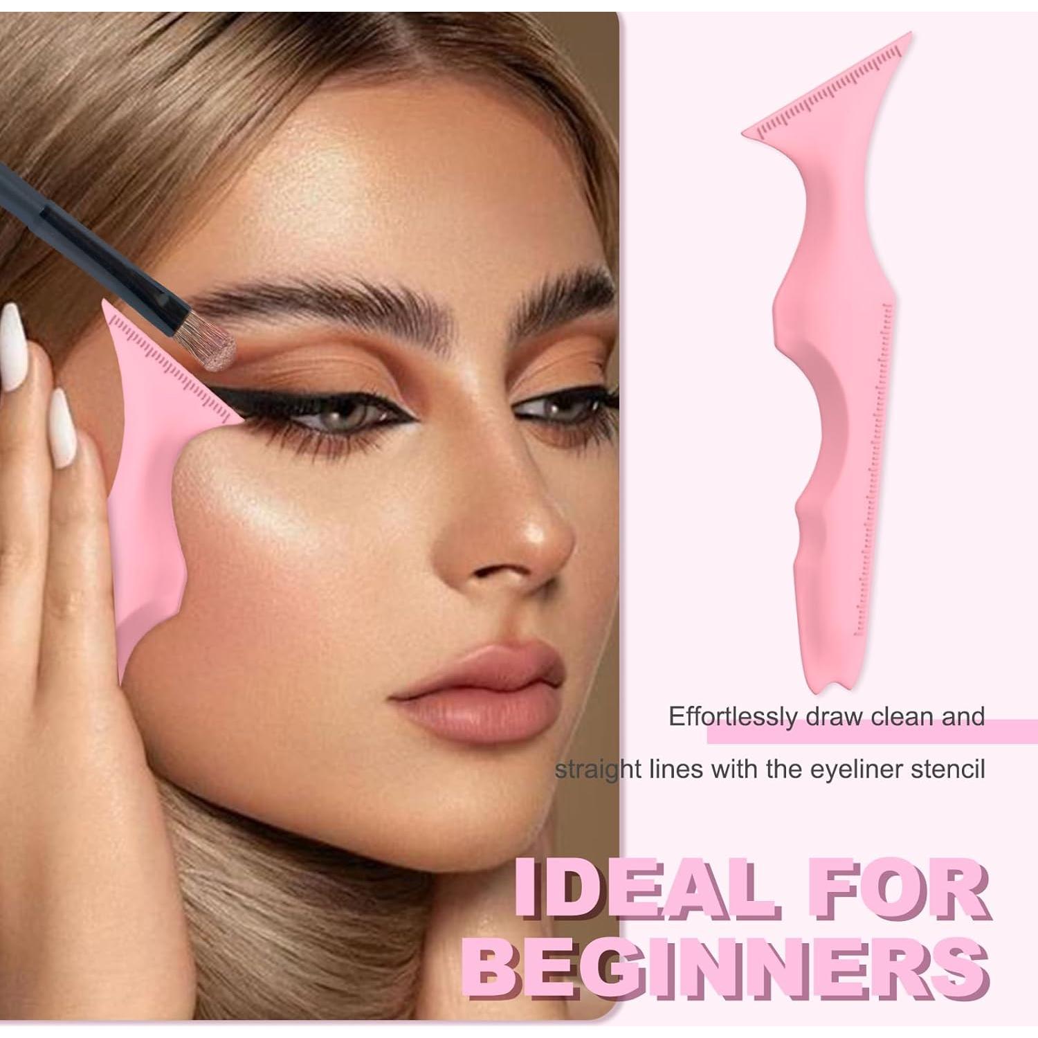 Set de Plantillas de Delineador IDDFEVE 2 Pcs Silicona Rosa