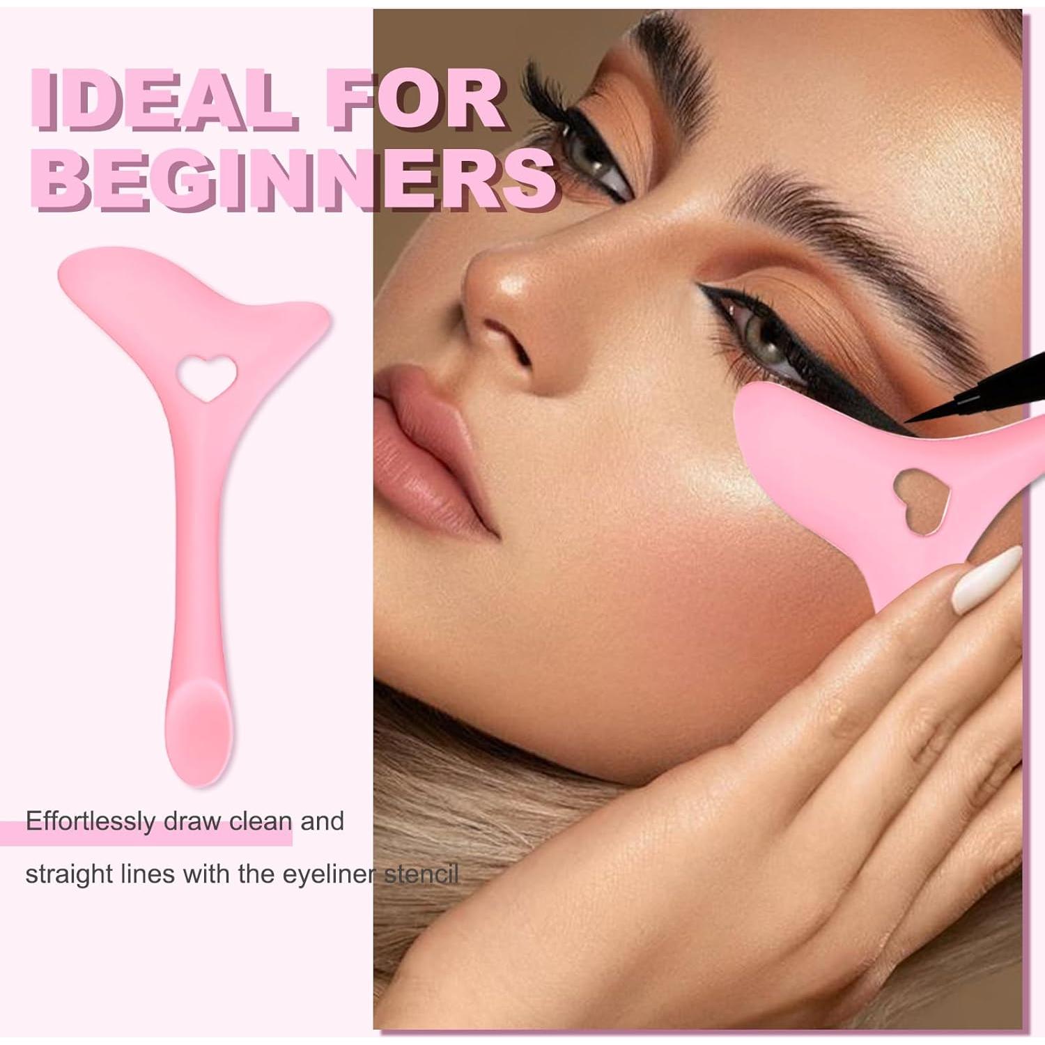Set de Plantillas de Delineador IDDFEVE 2 Pcs Silicona Rosa