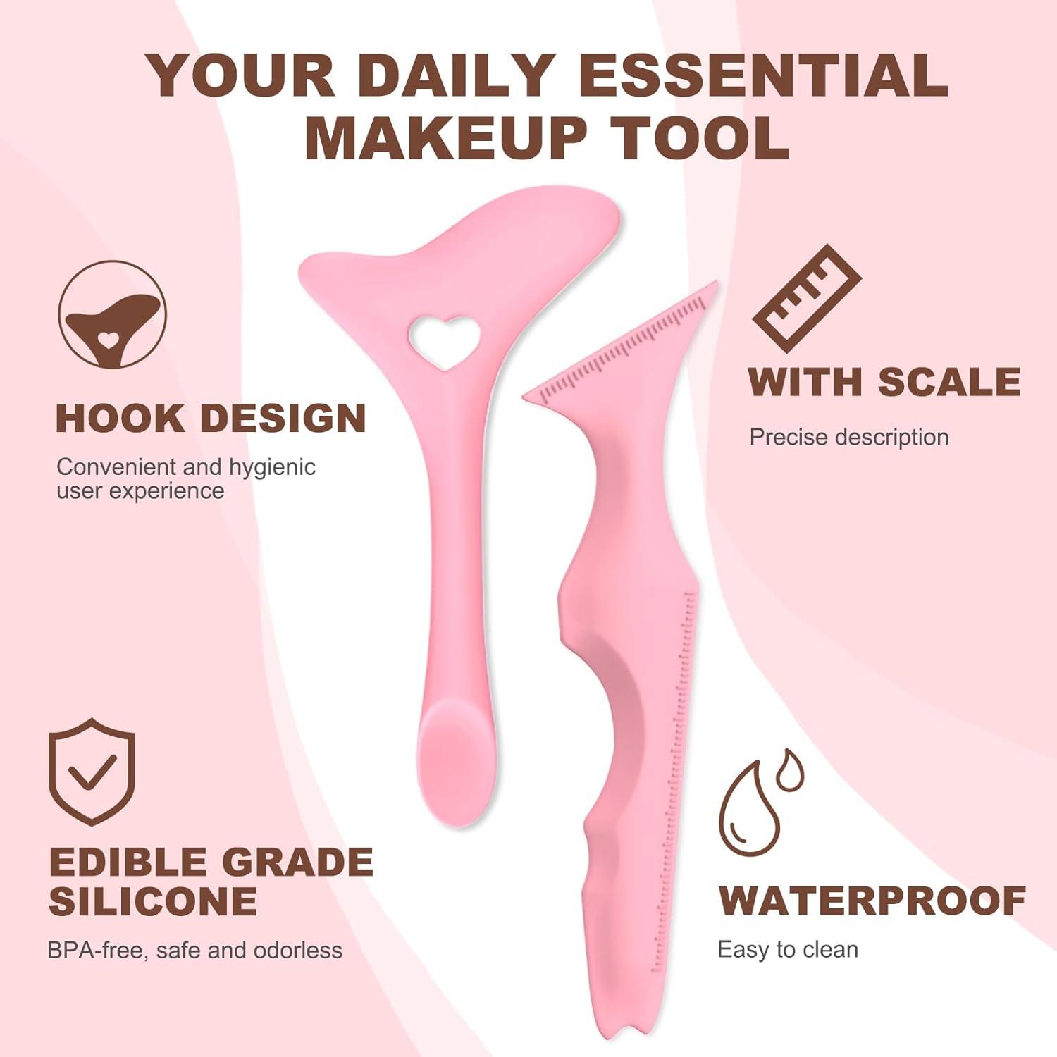 Set de Plantillas de Delineador IDDFEVE 2 Pcs Silicona Rosa