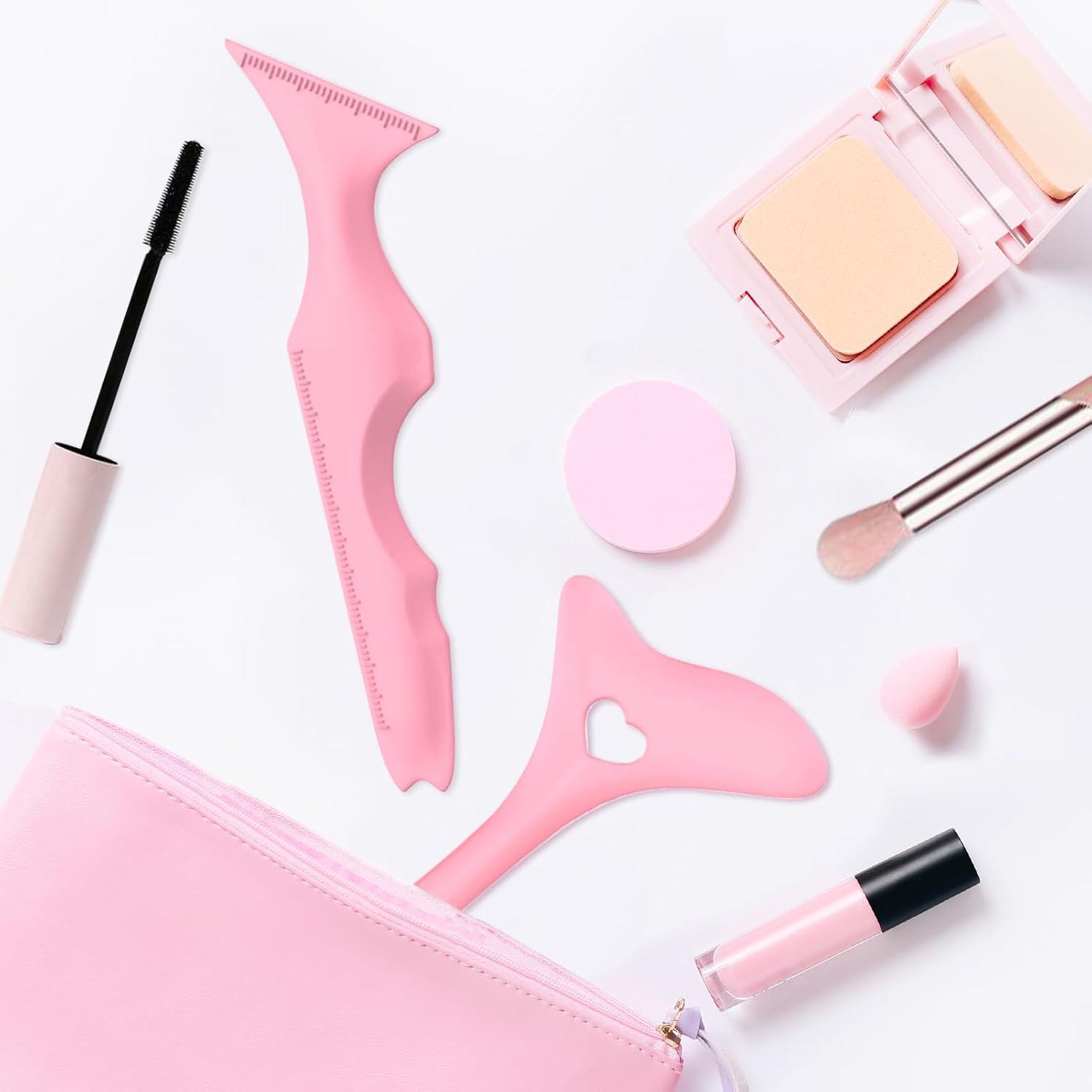 Set de Plantillas de Delineador IDDFEVE 2 Pcs Silicona Rosa