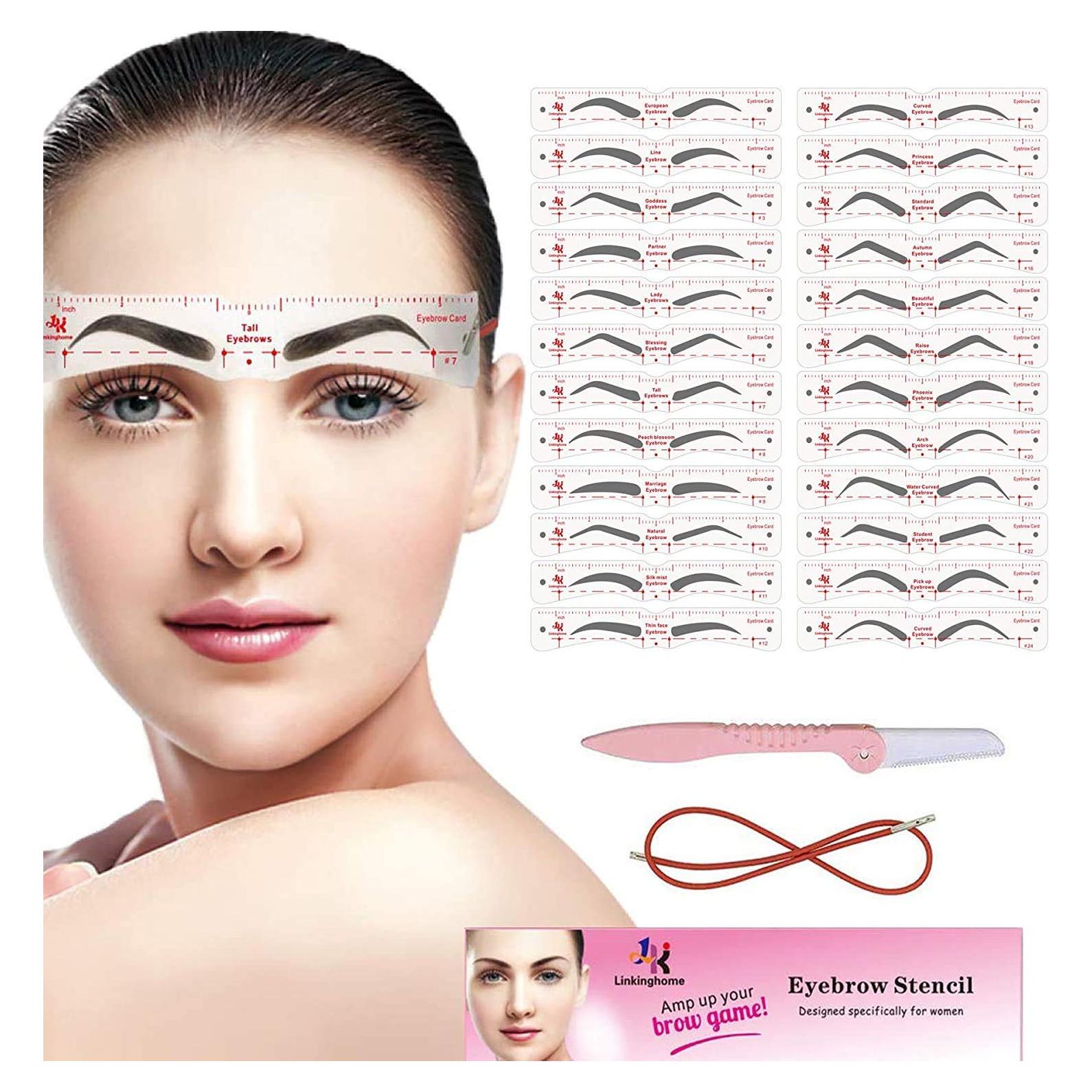 Kit de Plantillas de Cejas Reutilizables Linkinghome - 24 Formas