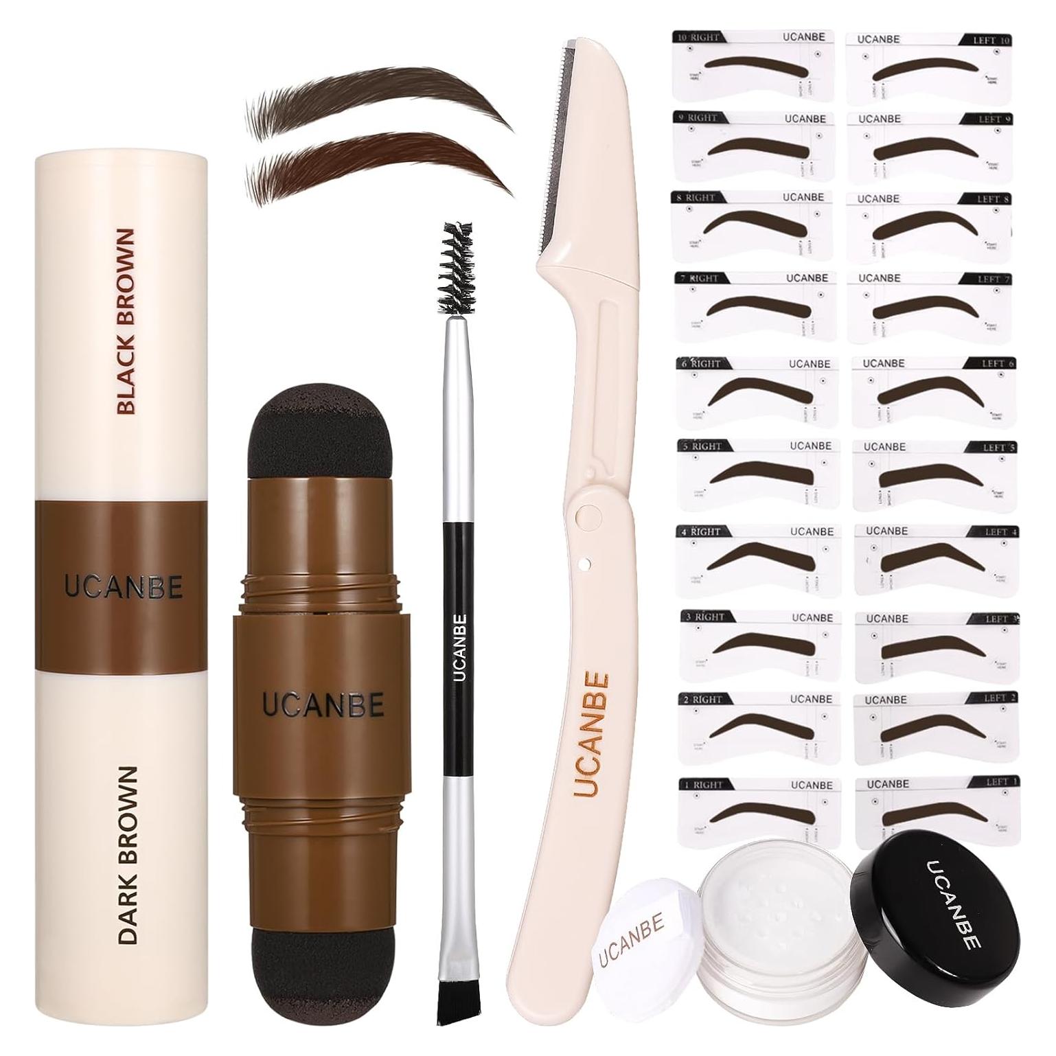 Kit de Cejas UCANBE 25PCS con Plantillas Reutilizables y Pomada