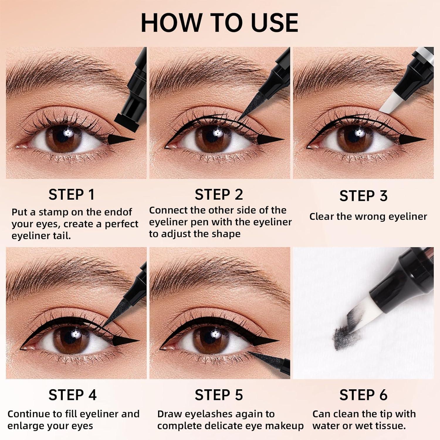 Juego de Sellos de Delineador de Ojos con Bolígrafos Limpiadores