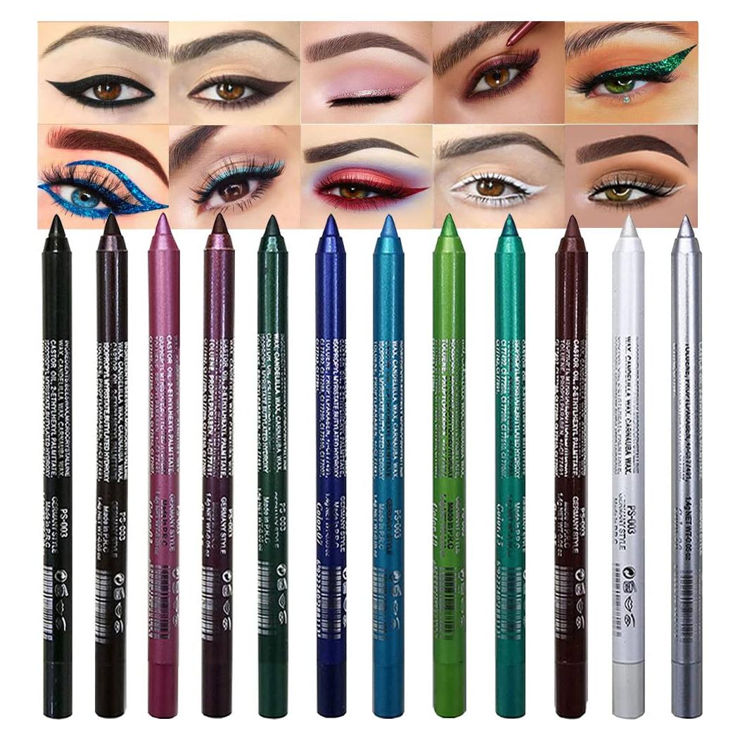 Set de 12 Lápices Delineadores de Ojos evpct - Resistente al Agua