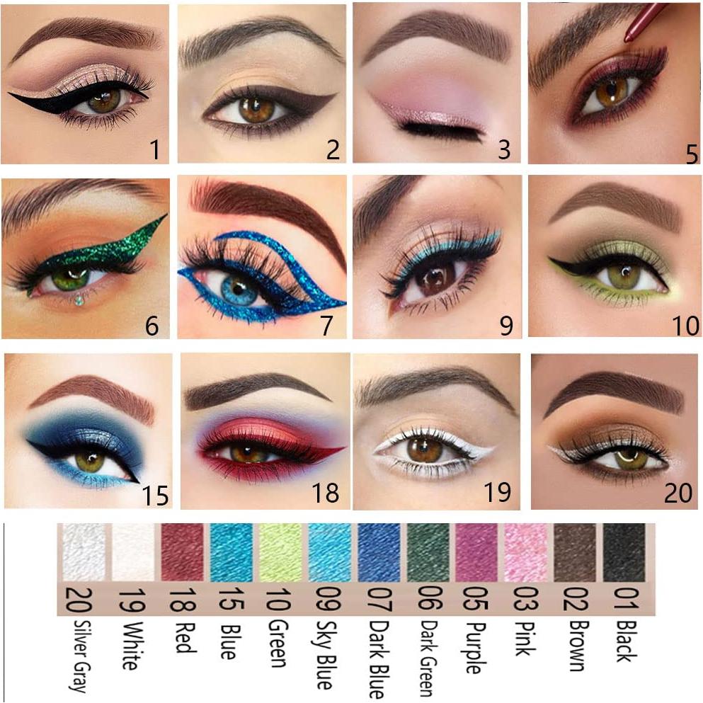 Set de 12 Lápices Delineadores de Ojos evpct - Resistente al Agua