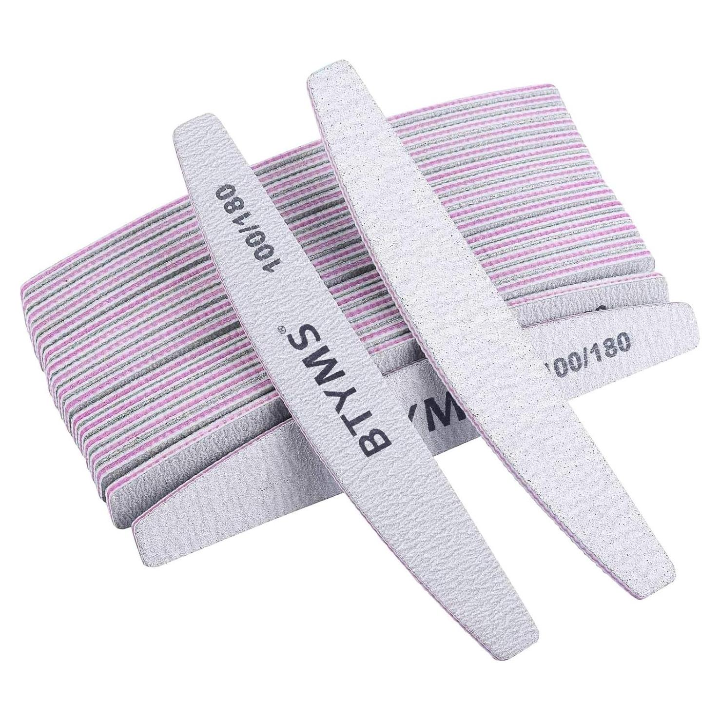 Limas de Uñas BTYMS 25 Pcs 100/180 Grano Doble Cara