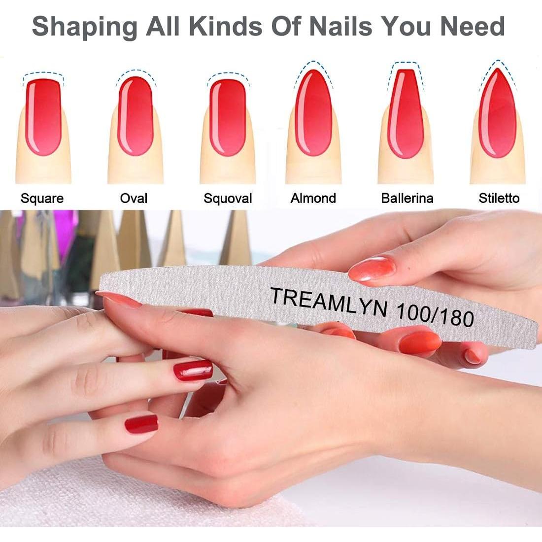 Set de 10 Limas de Uñas Treamlyn 100/180 Grano Doble Lado