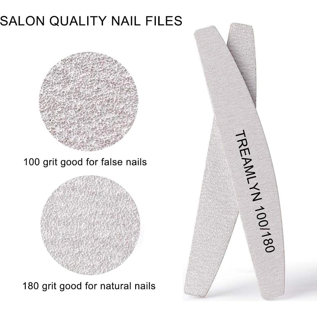 Set de 10 Limas de Uñas Treamlyn 100/180 Grano Doble Lado